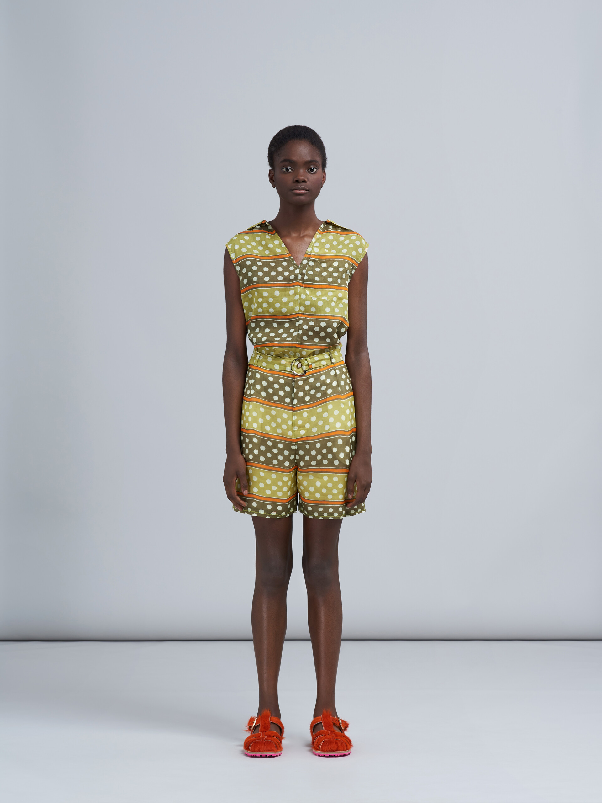 Bermuda-Shorts aus Ramie mit Dot & Stripe-Print - Hosen - Image 2
