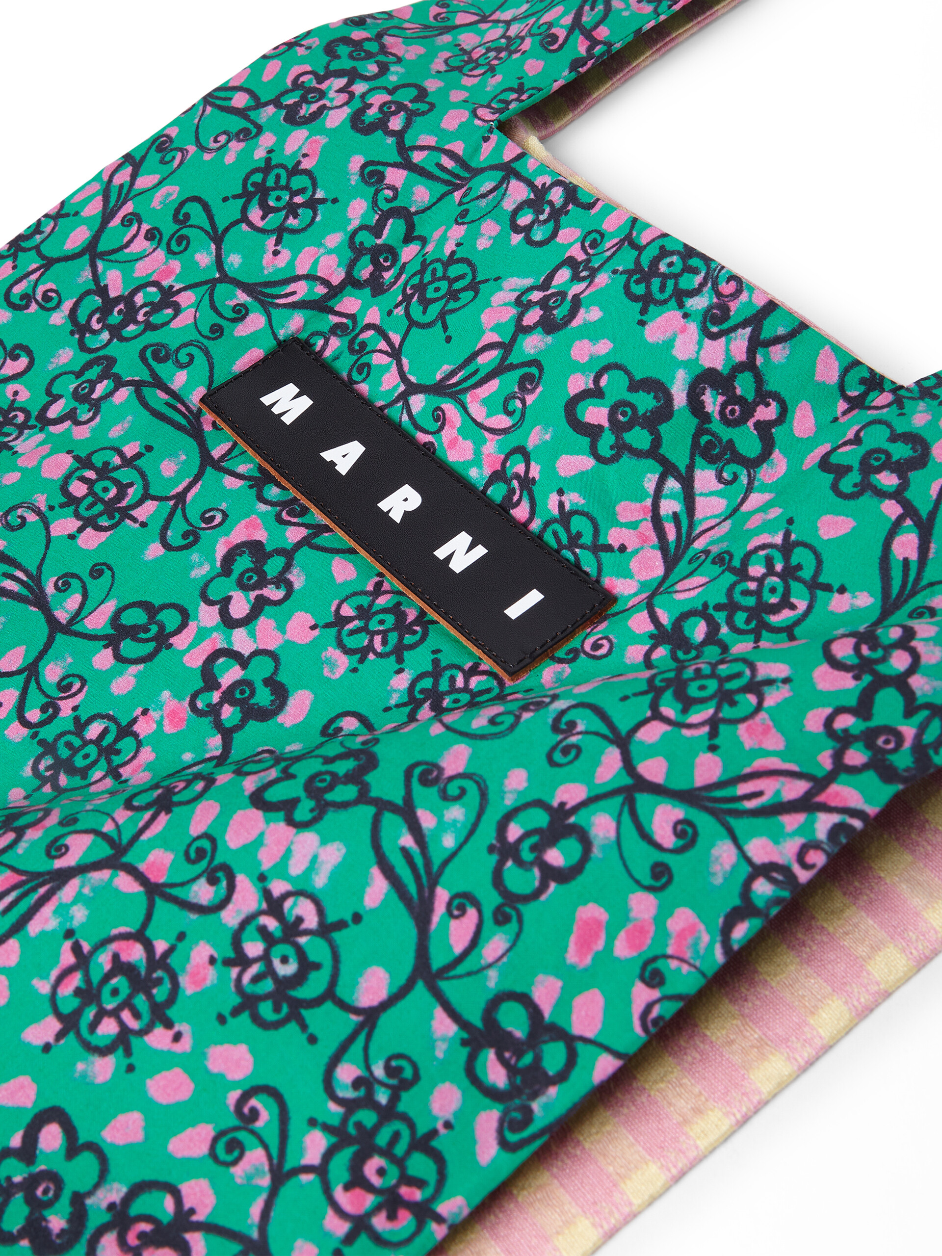 MARNI MARKET cotton shopping bag with abstract and check print - Shopping Bags - Image 4