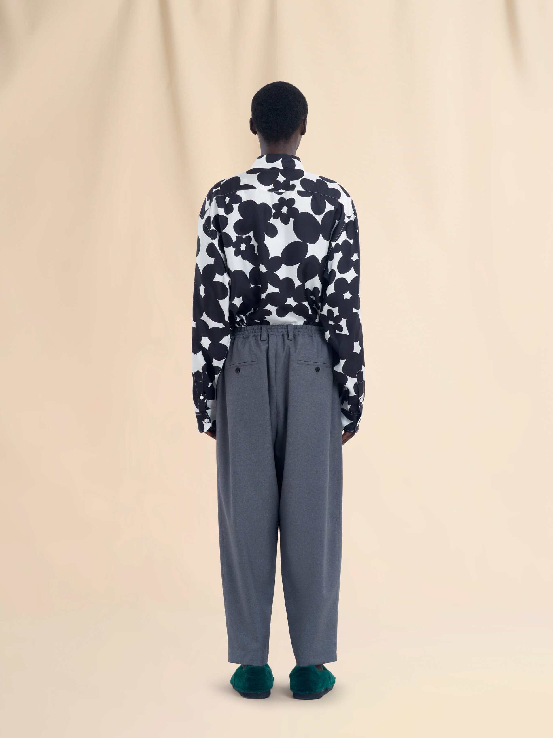 Deep blue tropical wool trousers with drawstring waist - Pants - Image 3