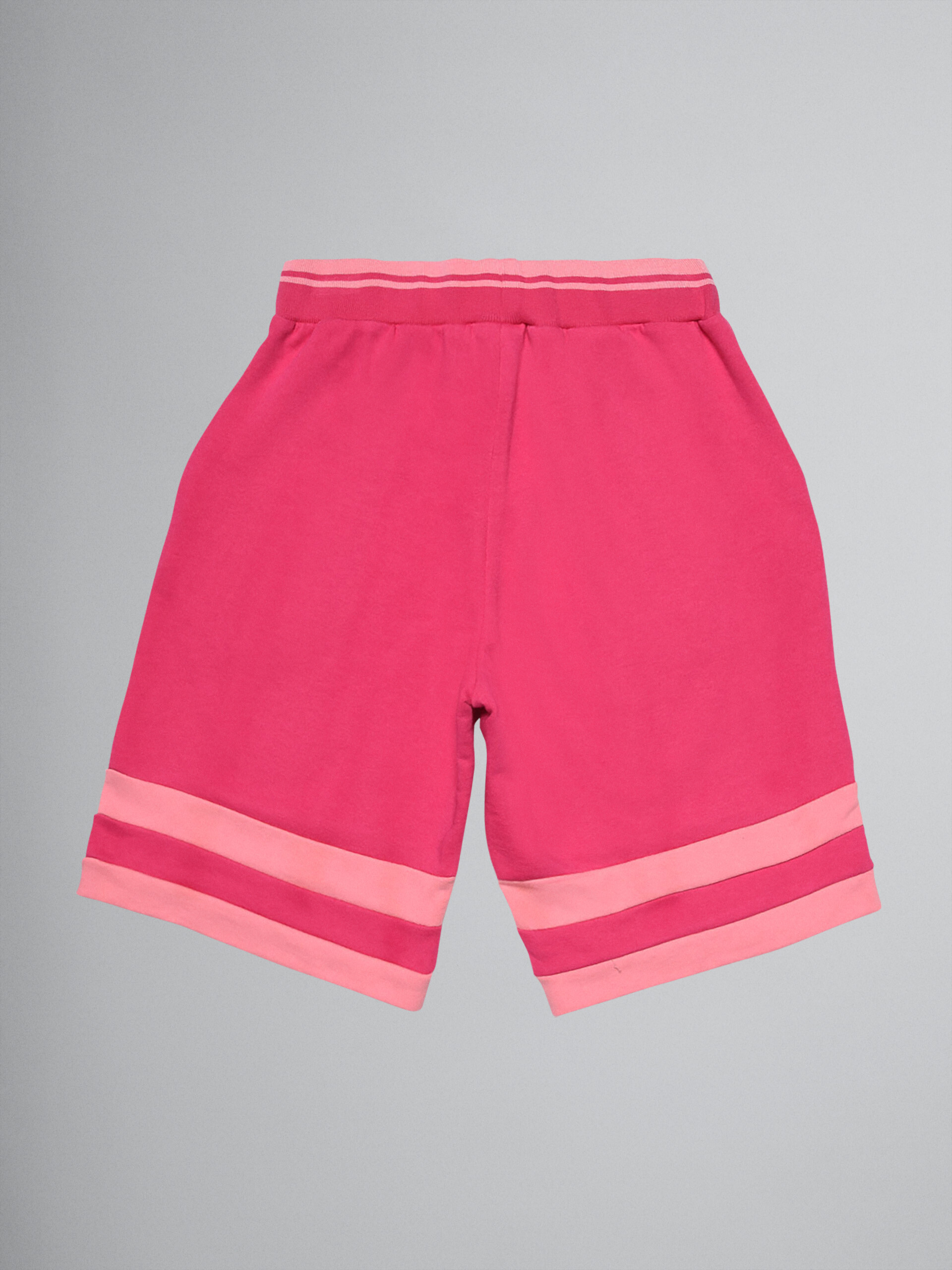 Pantaloni corti in felpa di cotone rosa colorblock - Pantaloni - Image 2
