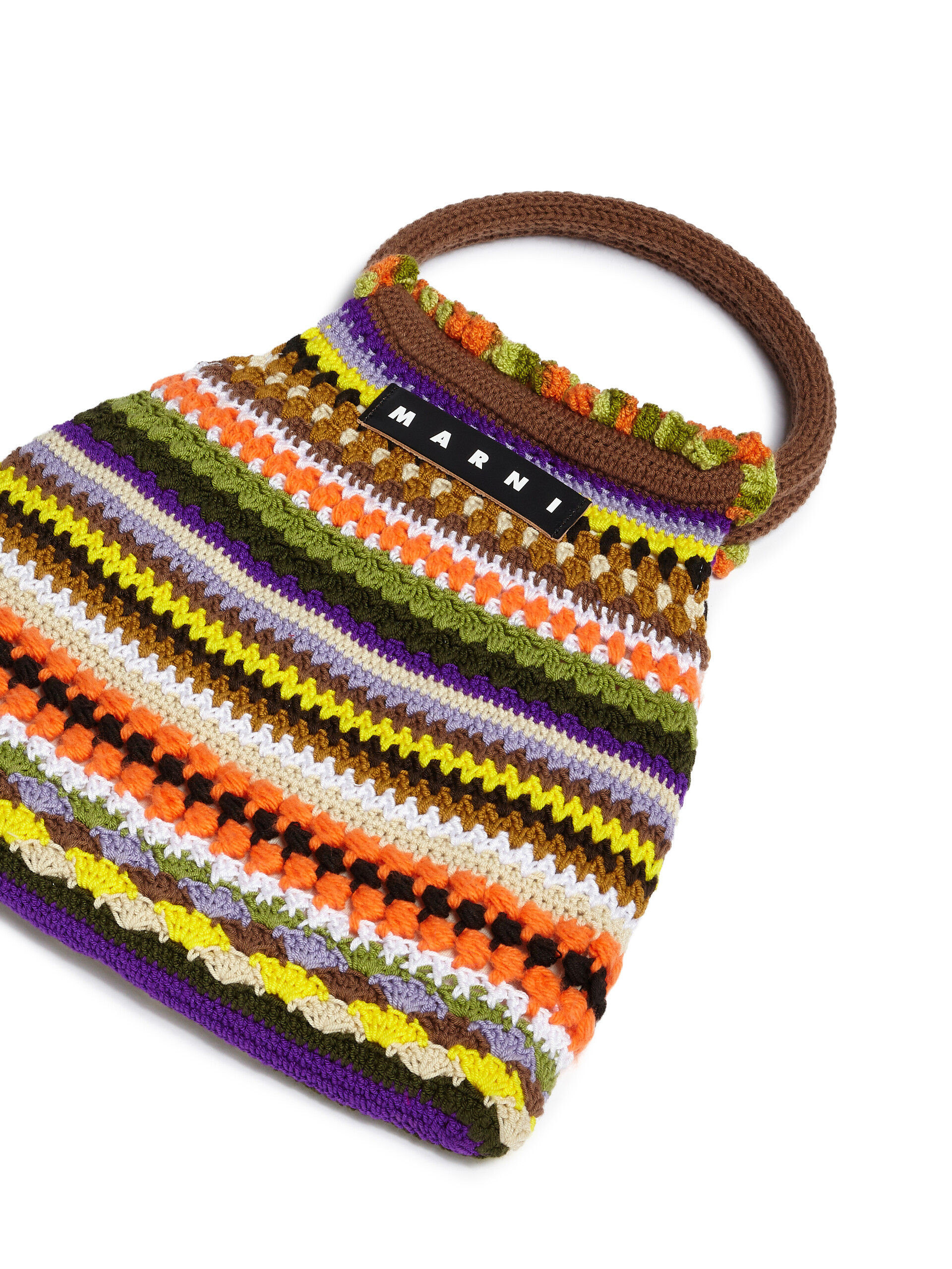 MARNI MARKET GRANNY bag in brown crochet - Bags - Image 4