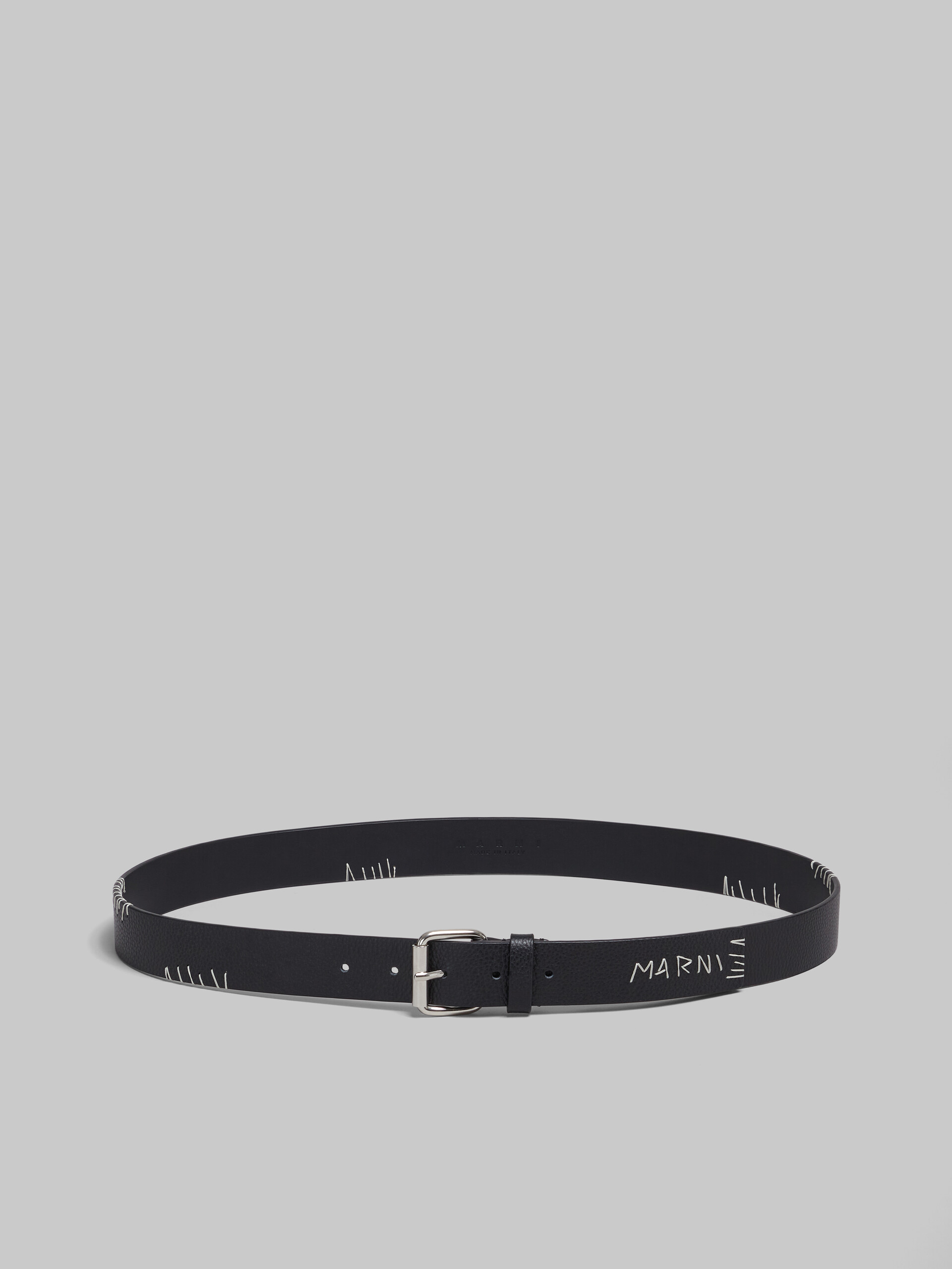 Cinturón de piel negra con remiendo Marni - Cinturones - Image 1