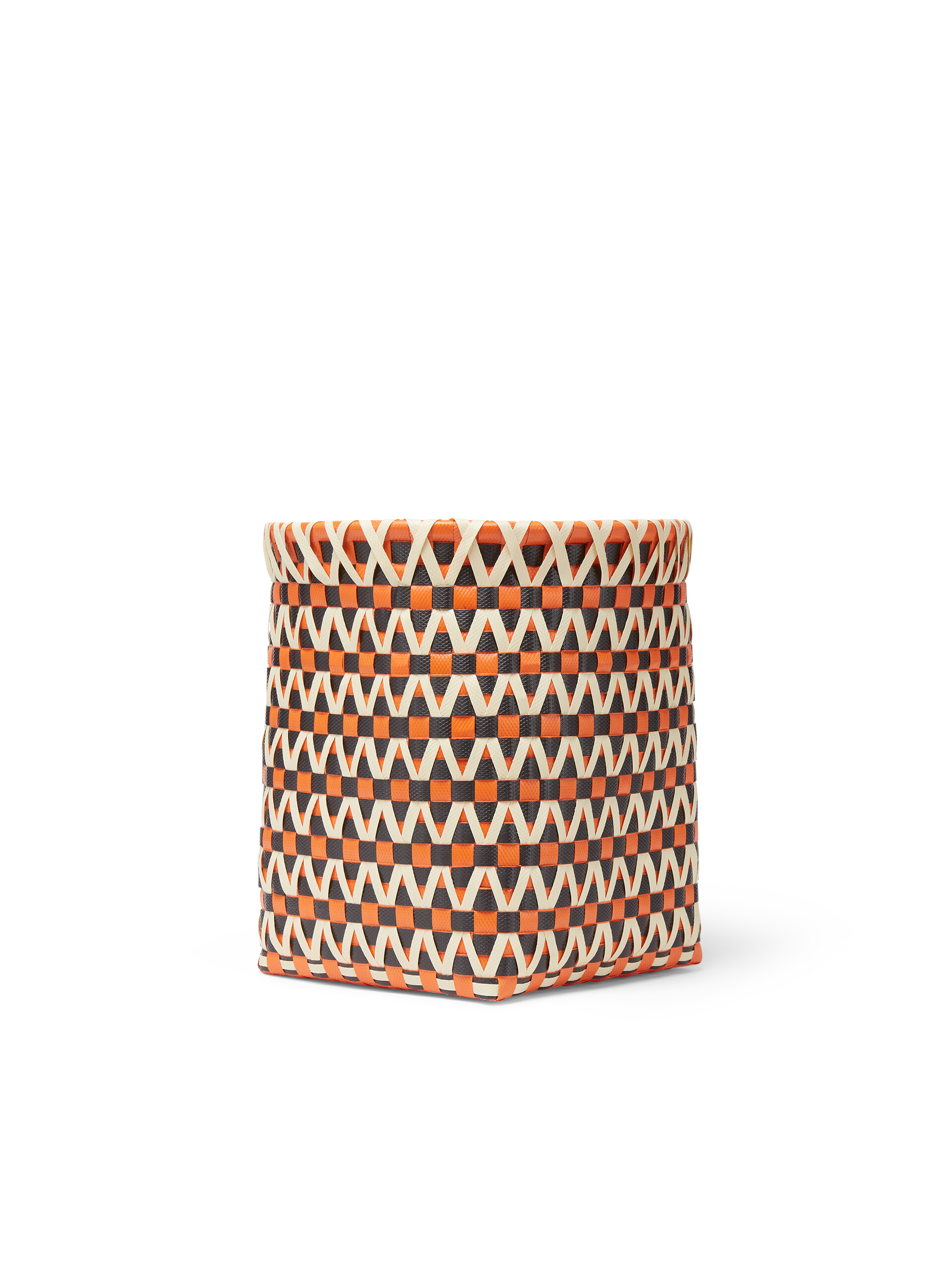 MARNI MARKET basket in orange black and white woven PVC - Accessories - Image 2