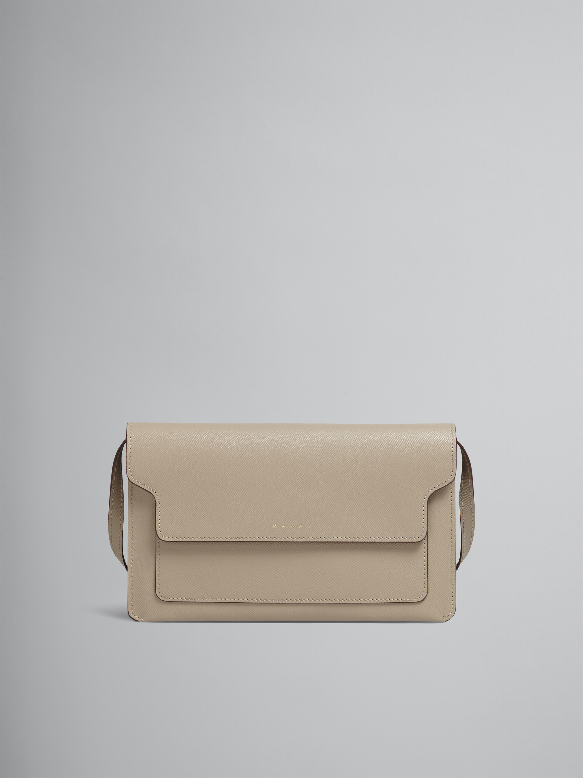 TRUNK clutch bag in beige saffiano leather - Pochettes - Image 1
