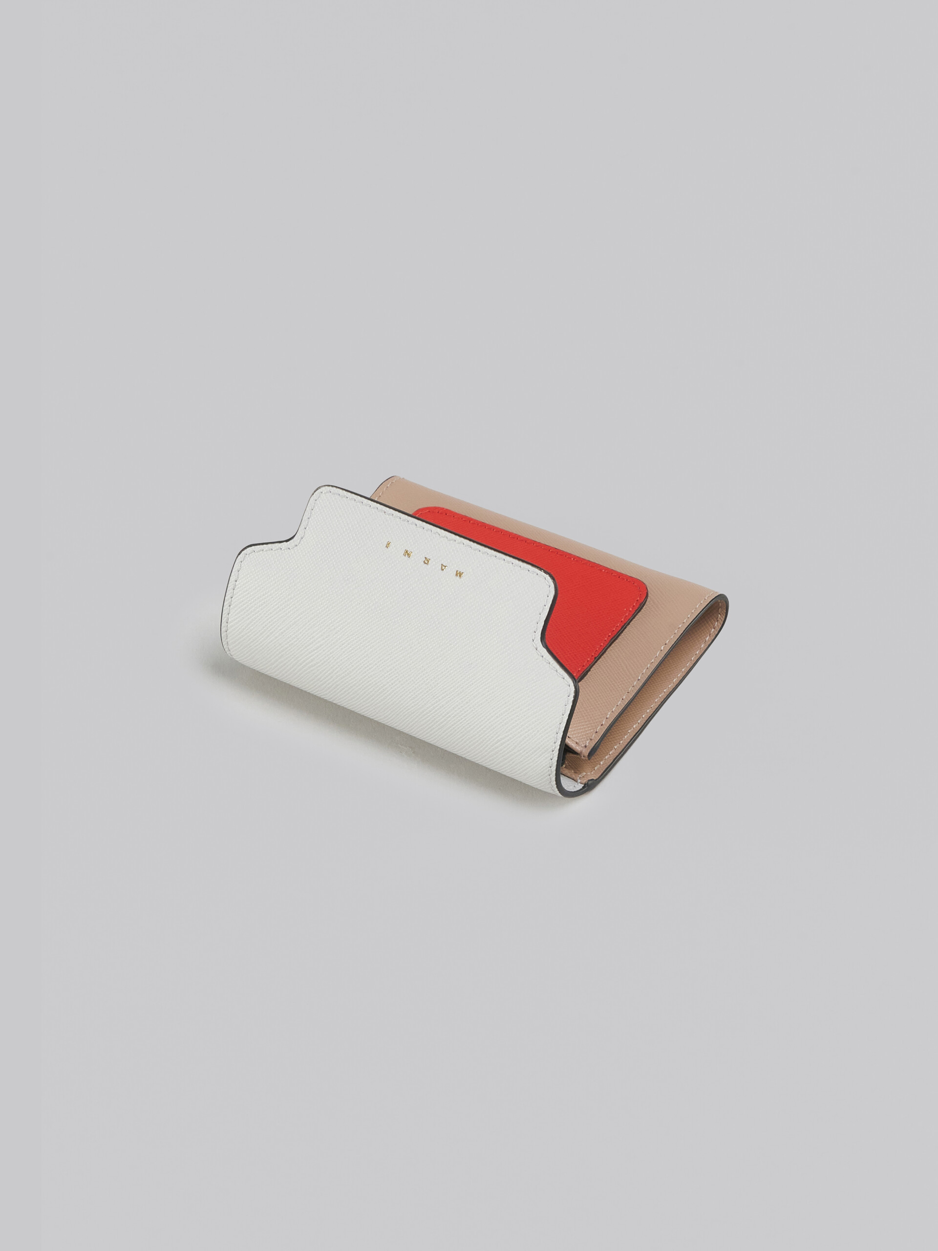 Orange white and beige saffiano leather wallet - Wallets - Image 4