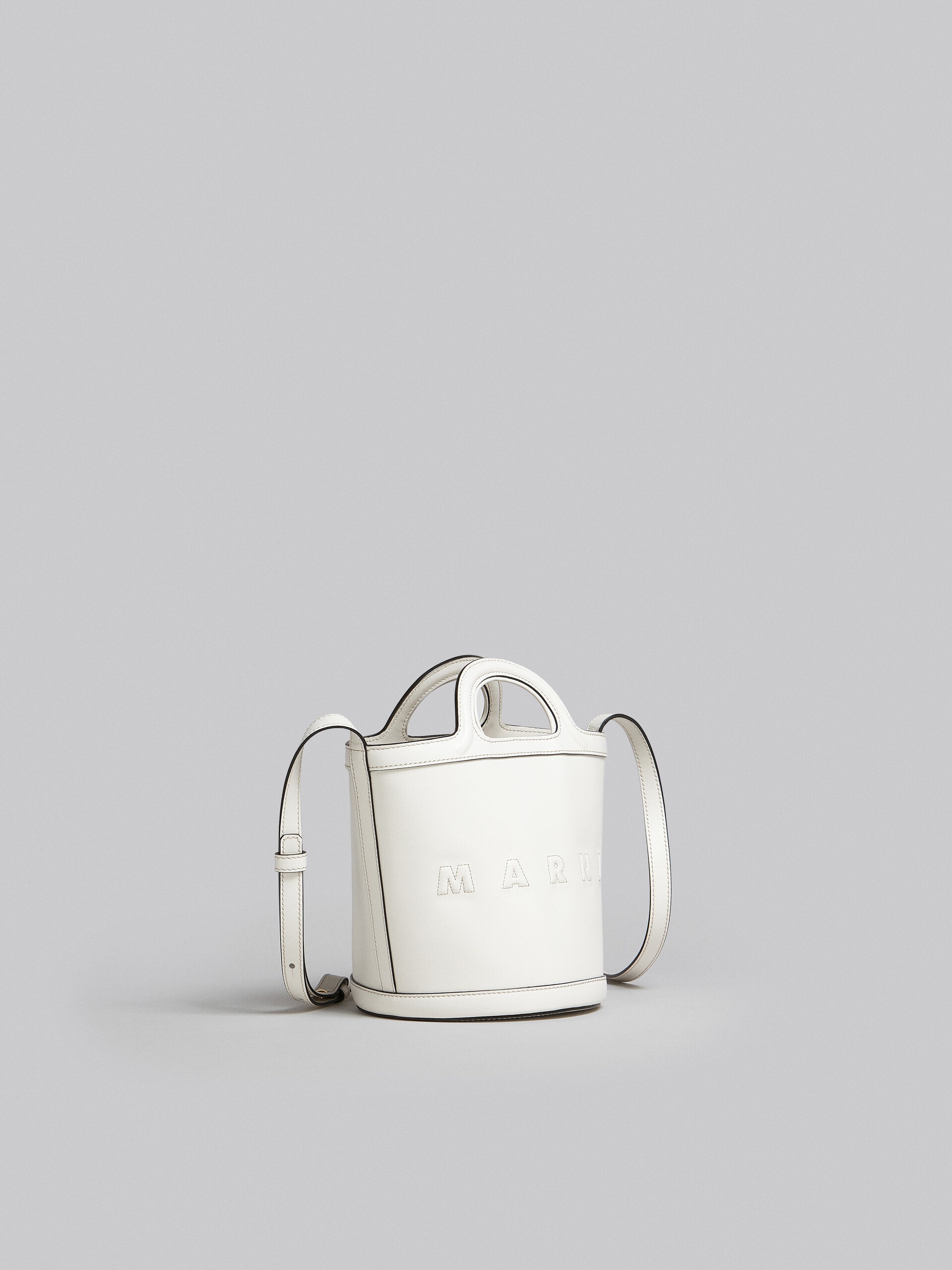 Tropicalia Small Bucket Bag in white leather - Shoulder Bag - Image 6