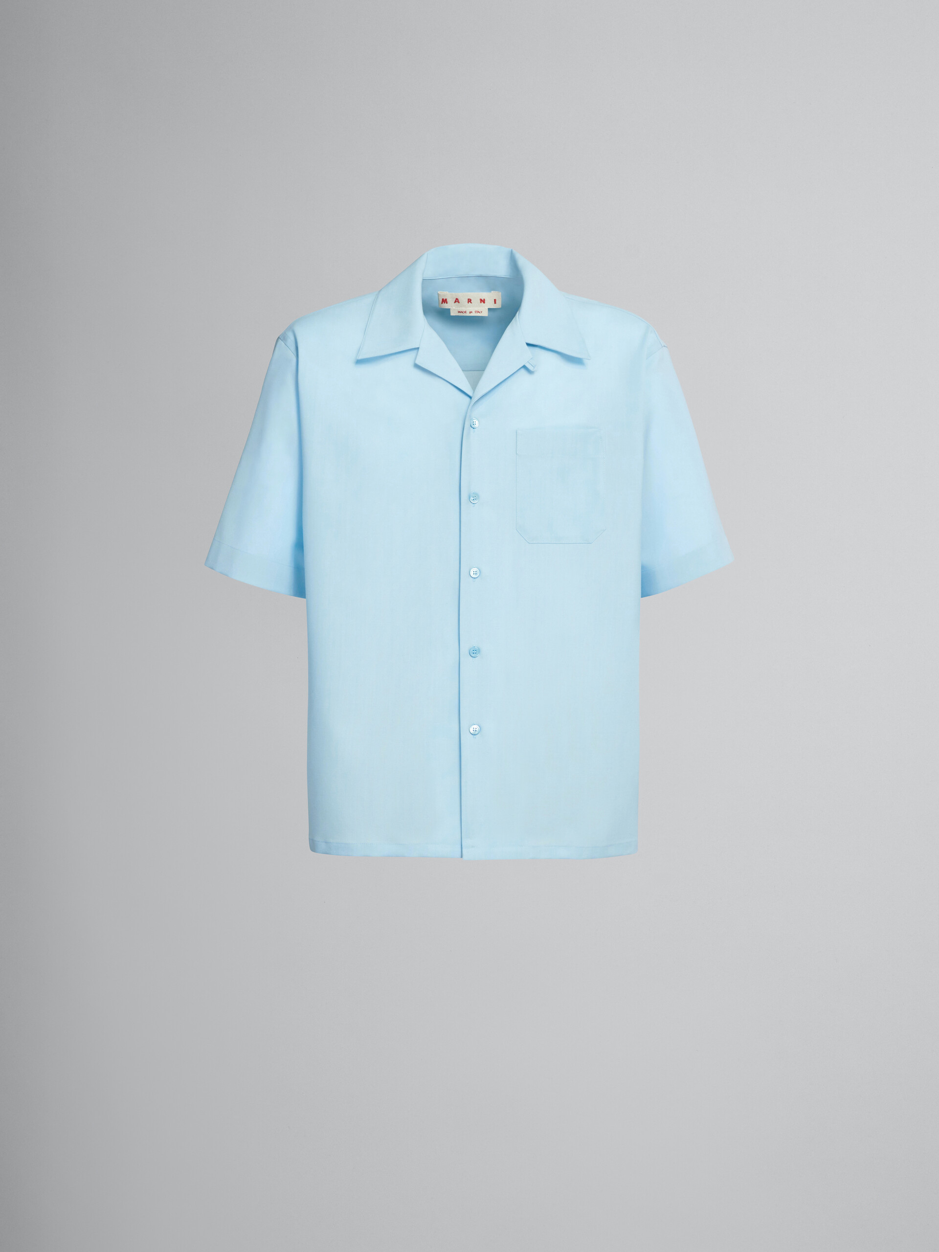 Light blue tropical wool bowling shirt - Shirts - Image 1