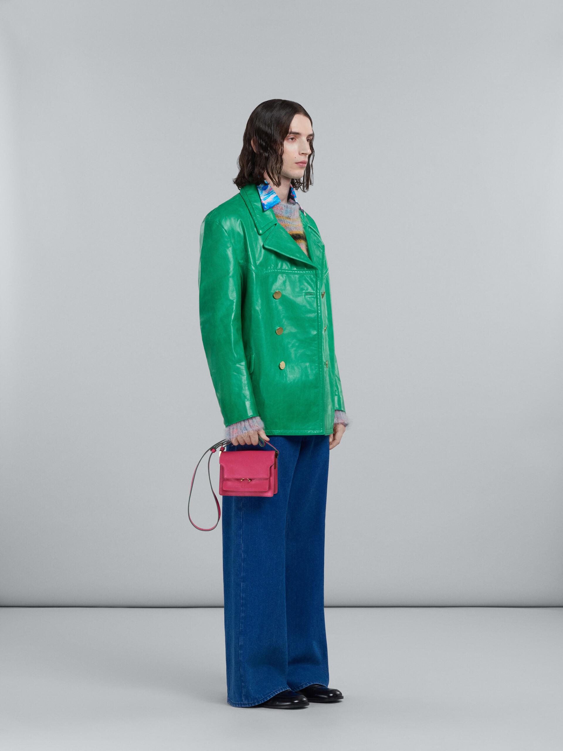 Doppelreihige Jacke aus glänzendem grünem Leder - Mäntel - Image 6