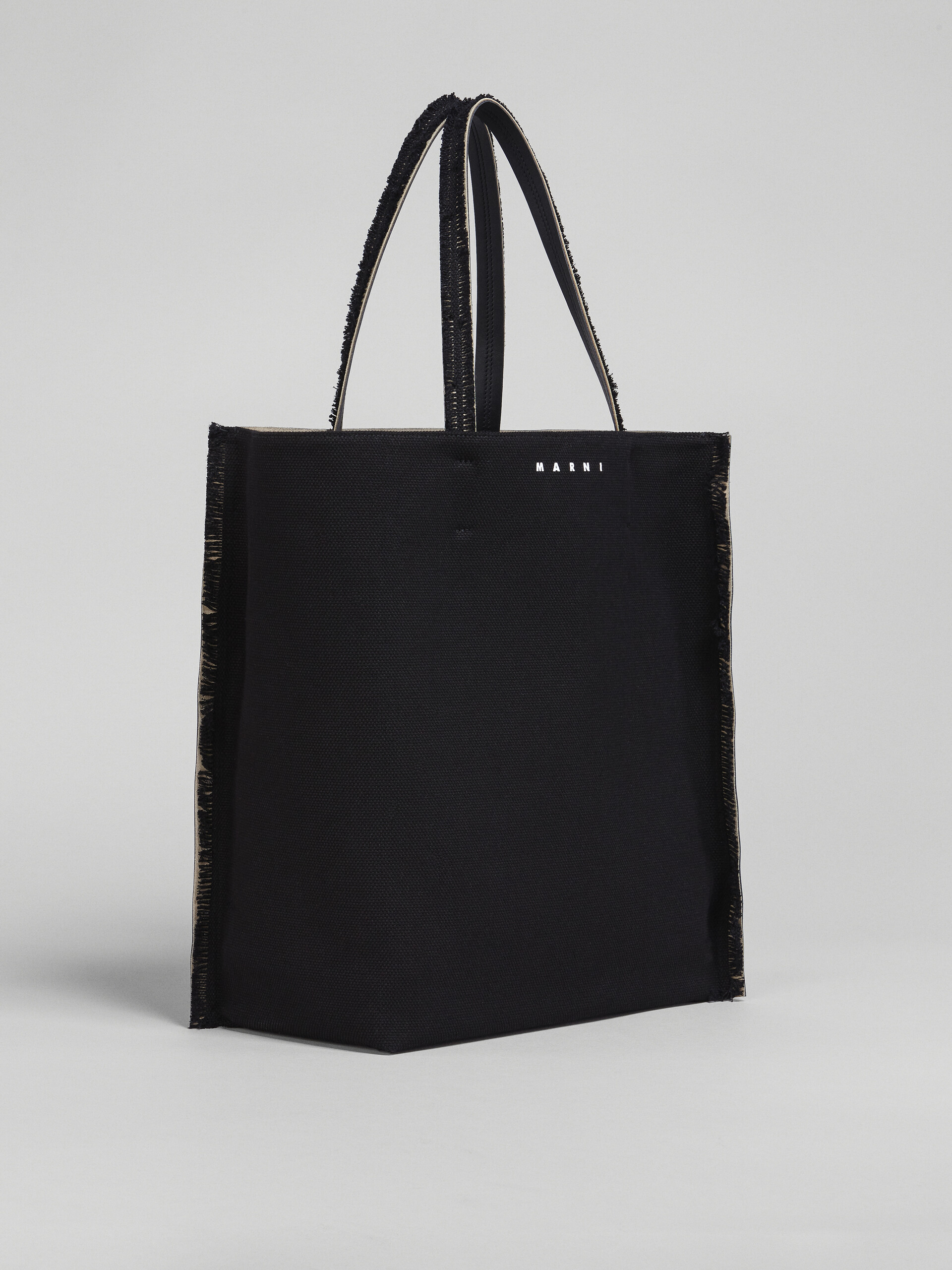 Black leather and canvas MUSEO SOFT shopping bag - Shopping Bags - Image 6