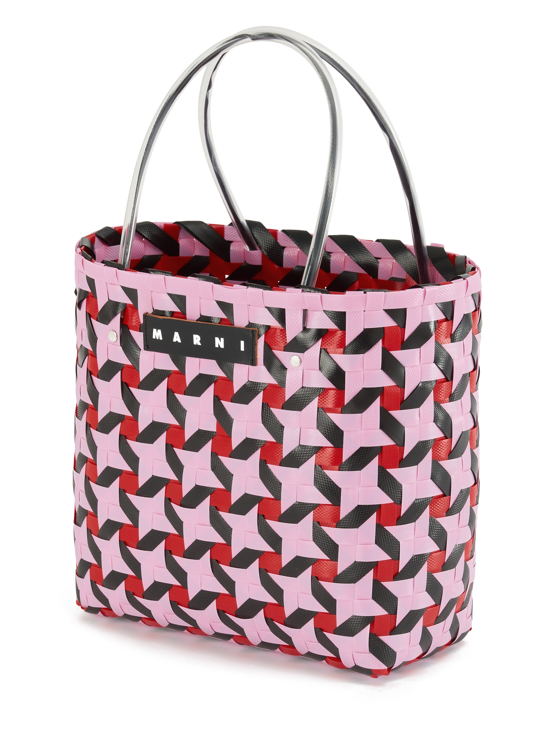 Borsa MARNI MARKET BASKET Media in intrecciato rosa - Borse shopping - Image 4