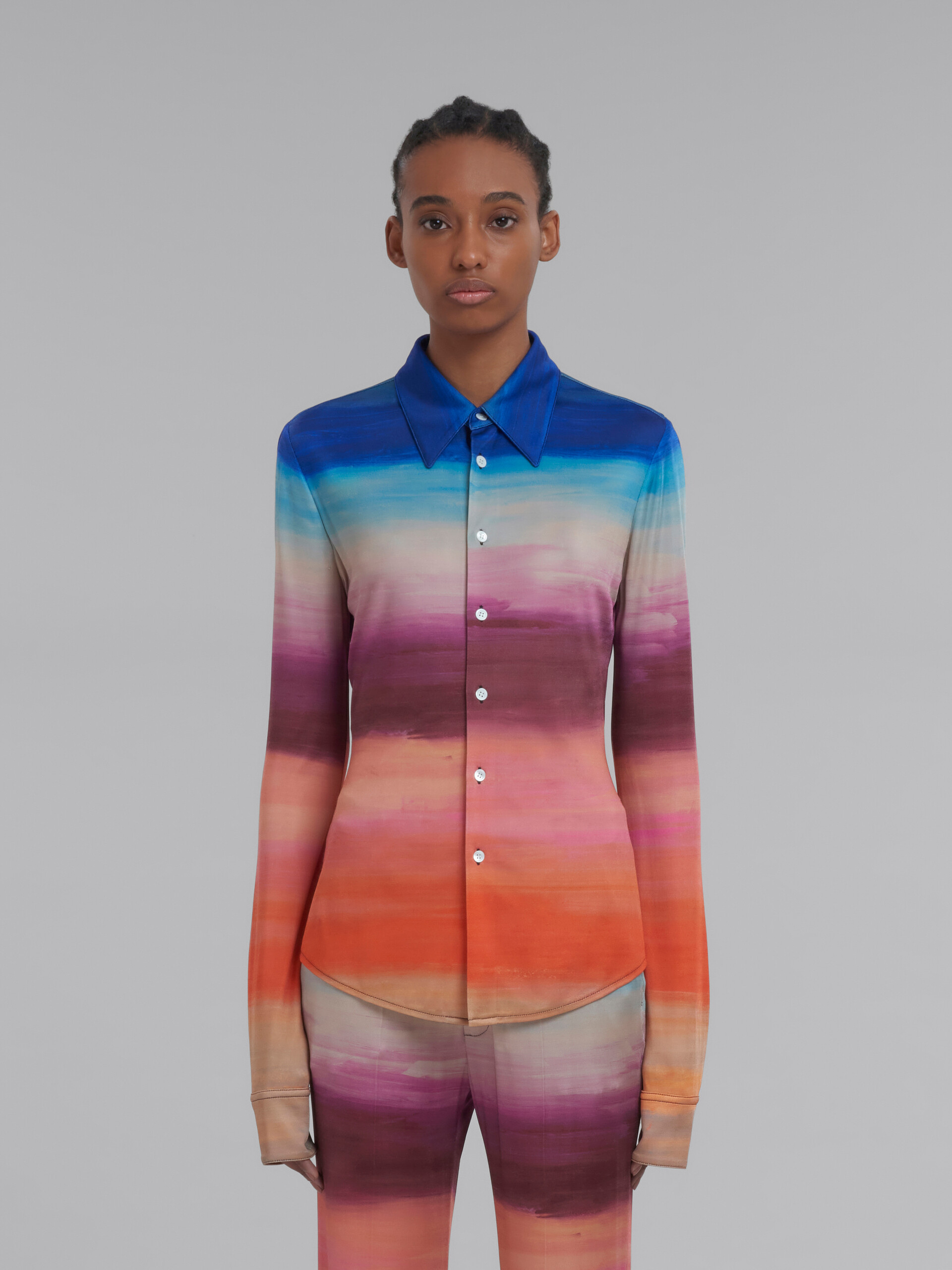 Multicoloured viscose jersey shirt with Dark Side of the Moon print - Shirts - Image 2