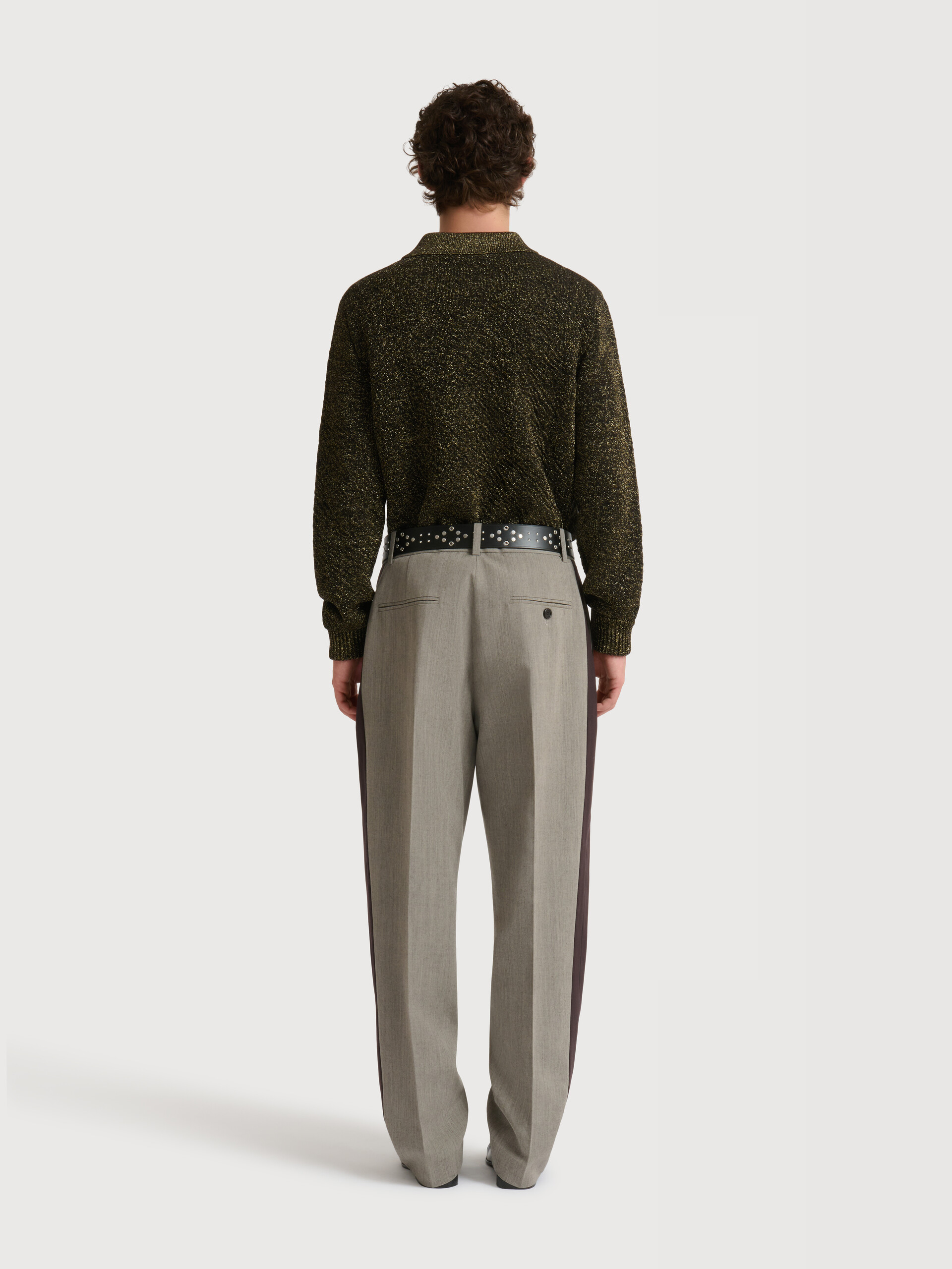 Wool trousers with contrast side bands - Pants - Image 4