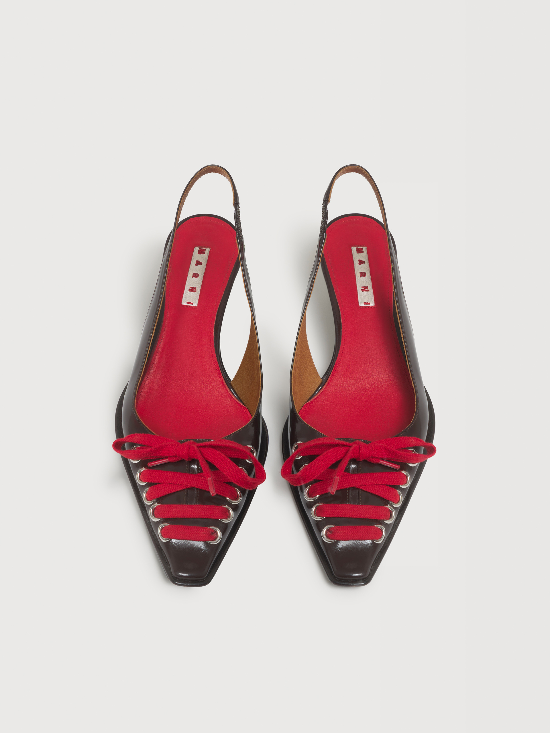 Deep brown leather lace-up slingback - Pumps - Image 4