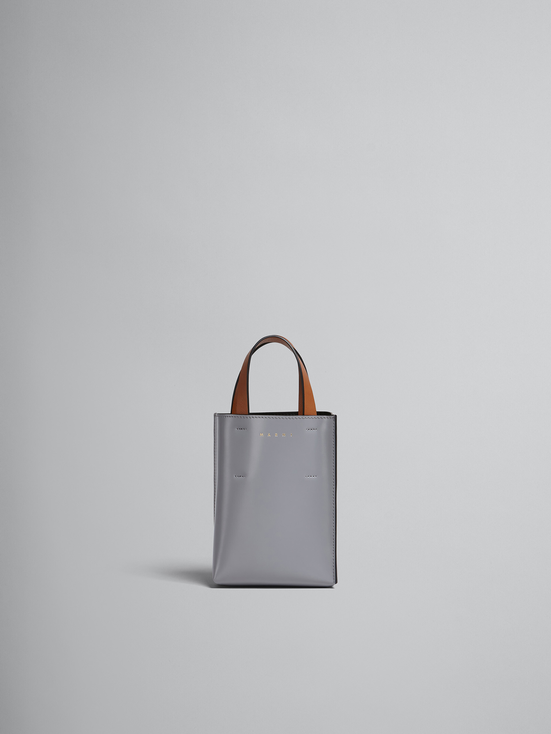 MUSEO nano bag in grey and purple leather - Shopping Bags - Image 1