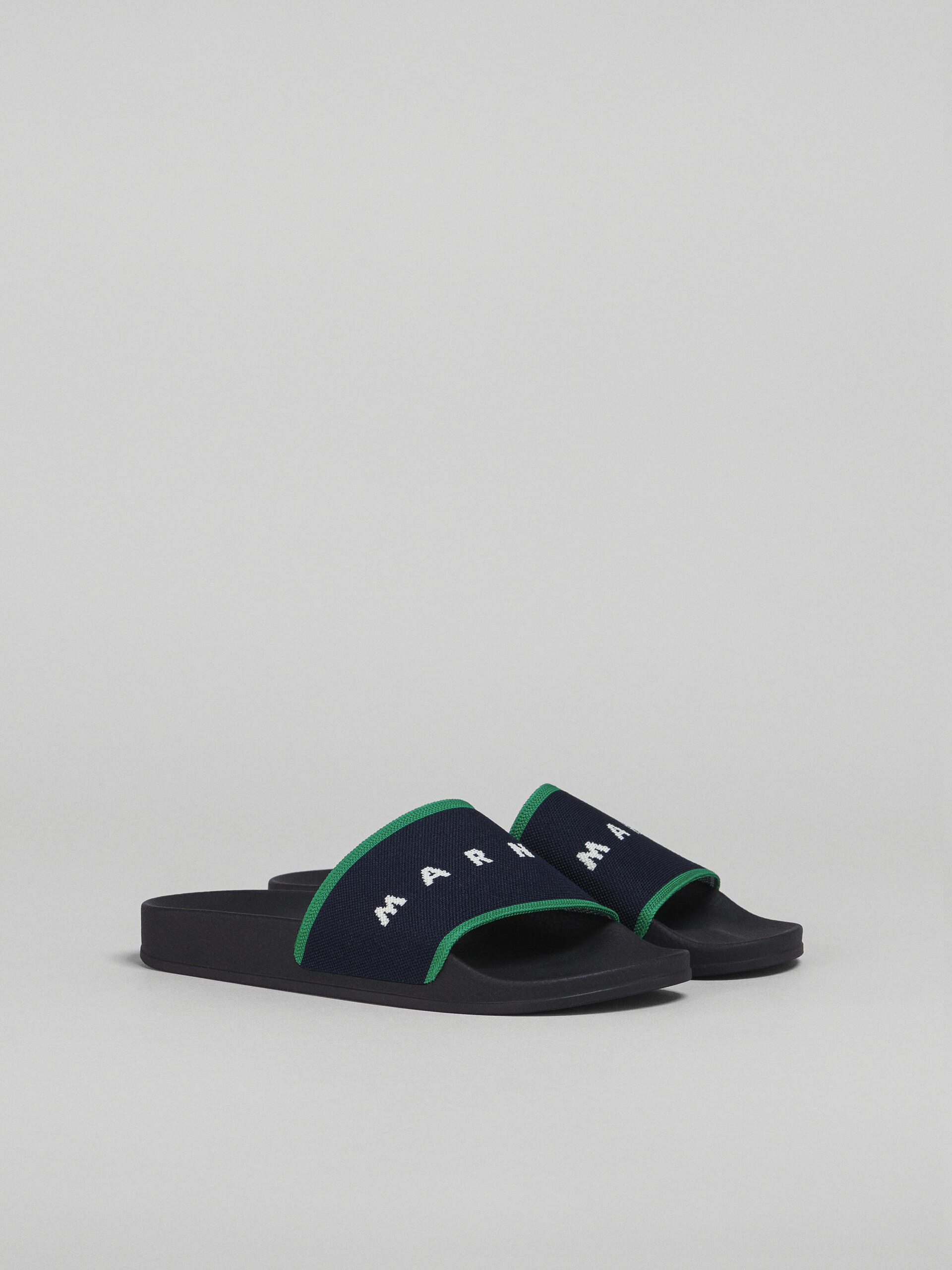 Blueblack and green stretch logo jacquard slide - Sandals - Image 2