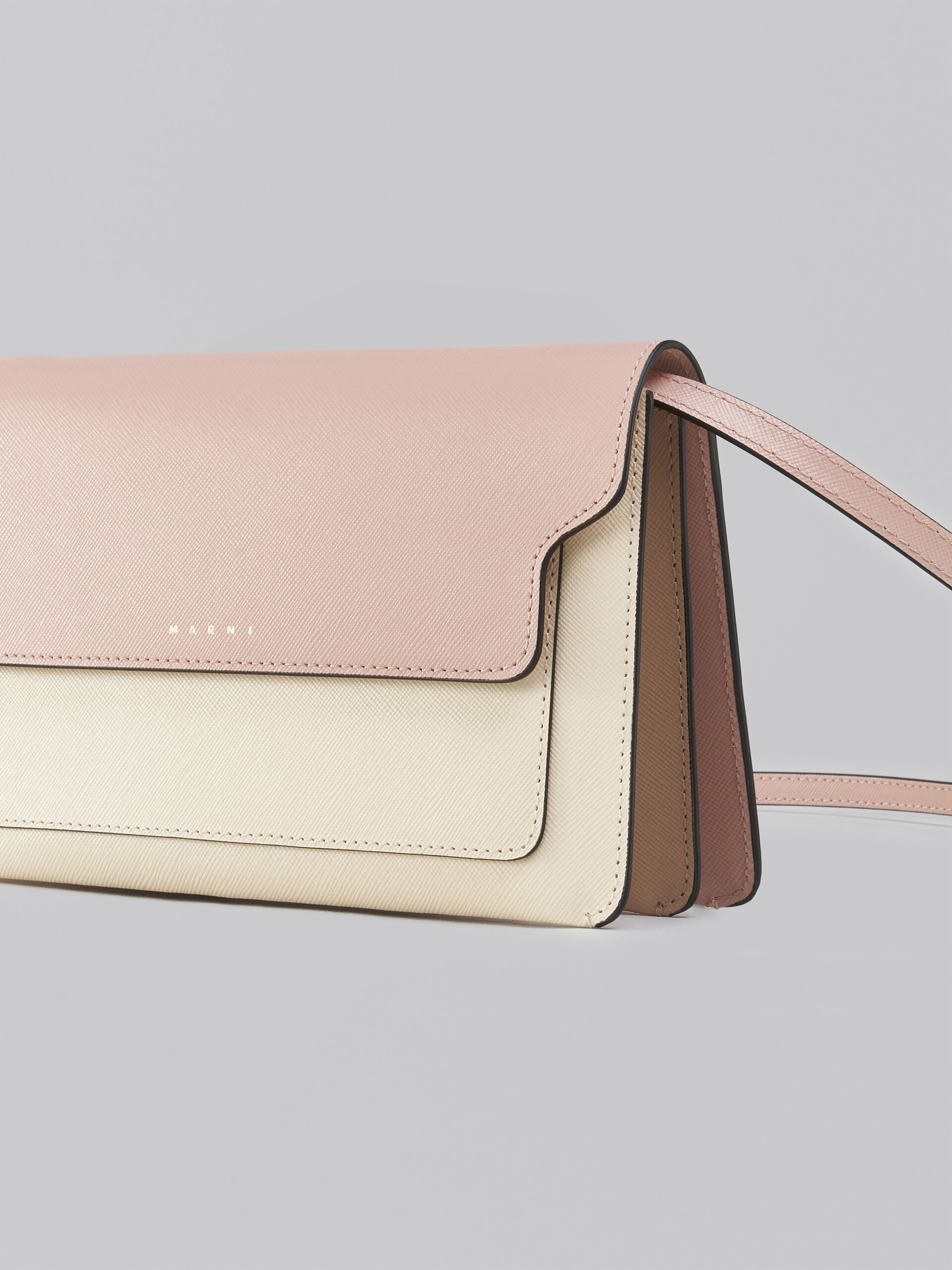 Trunk Clutch in pink white and beige saffiano leather - Pochette - Image 5