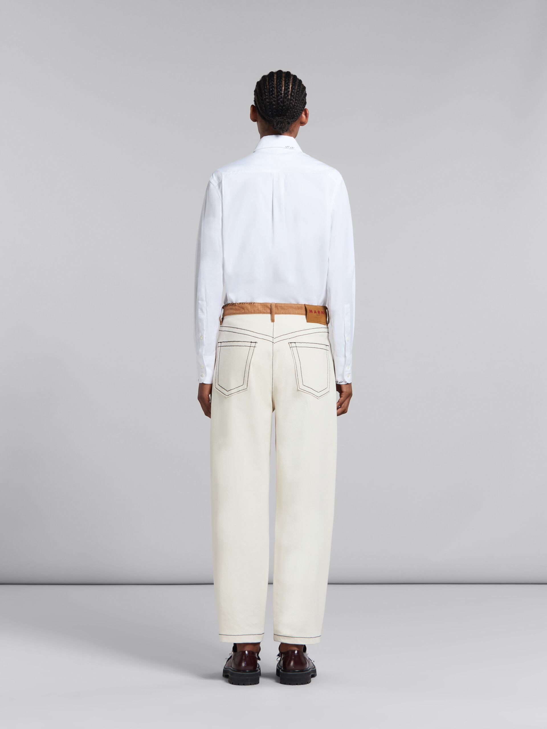 Ecru carrot-fit jeans with Marni mending - Pants - Image 3