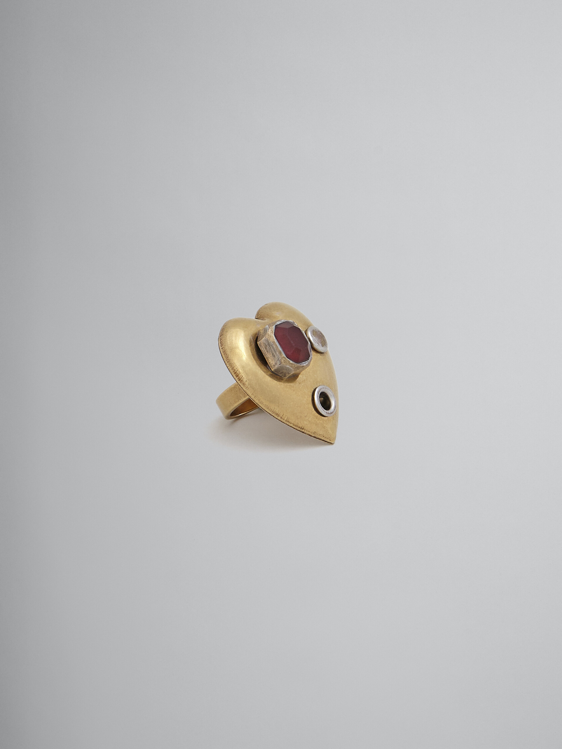Raw Hearts gold ring with brown stone - Rings - Image 1