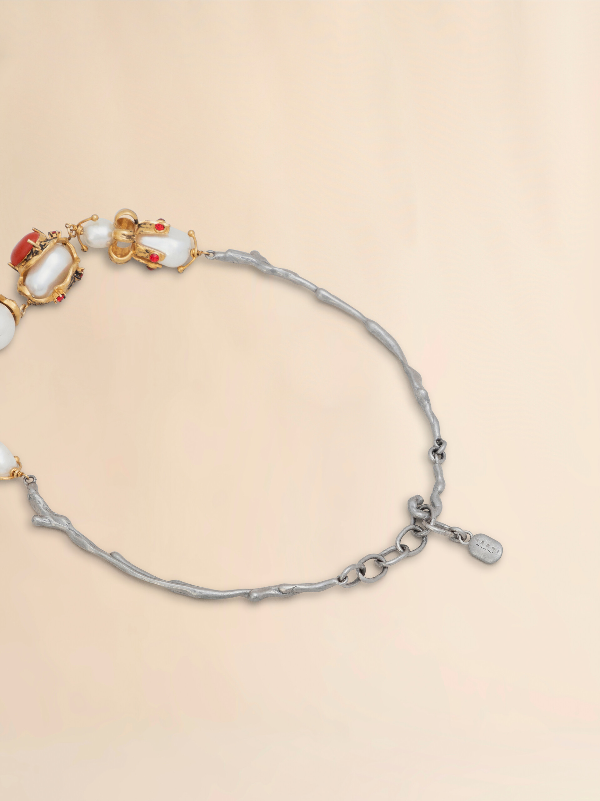 Gold and palladium branch necklace with encased pearl charms - Necklaces - Image 4