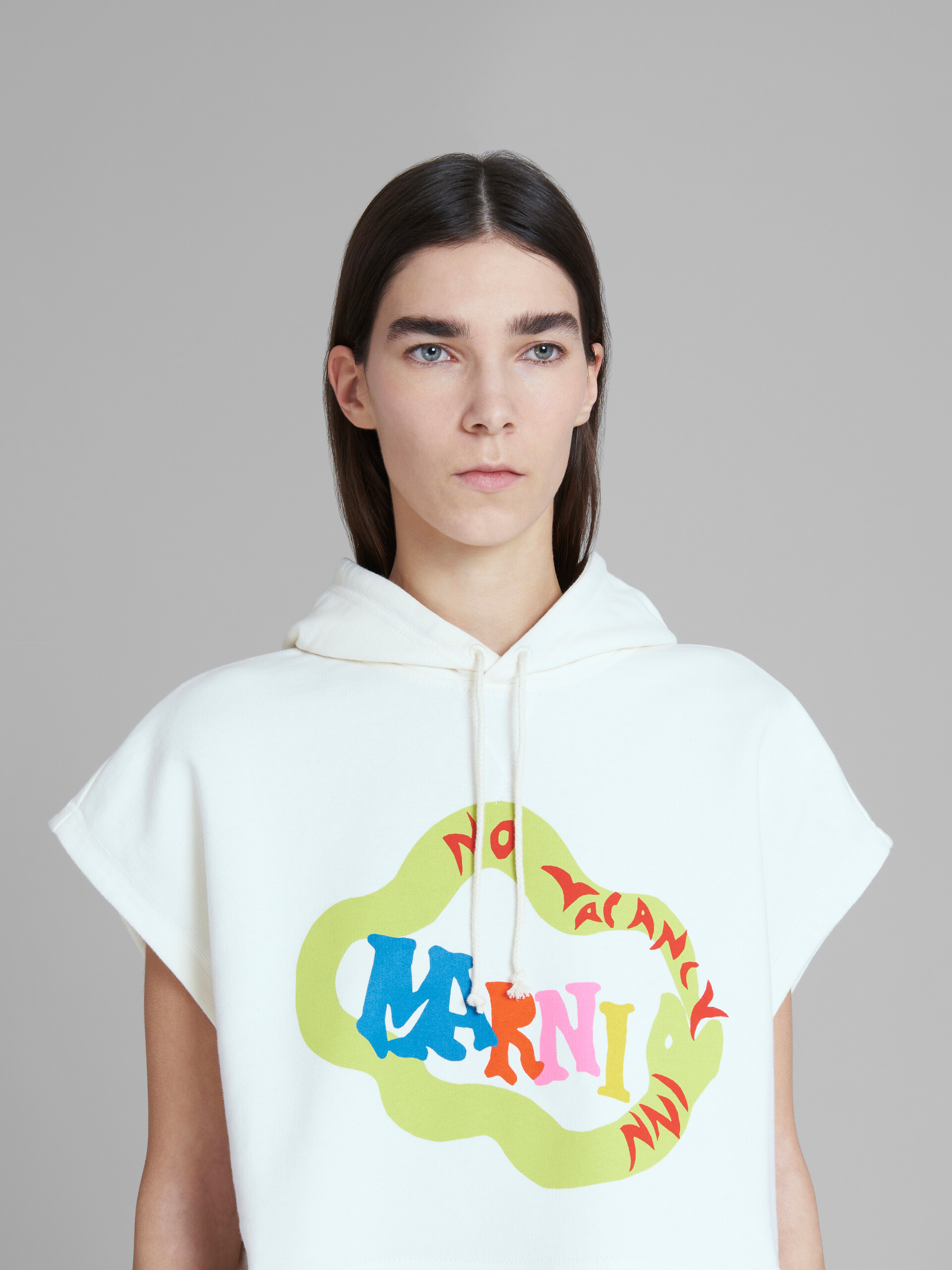 Marni x No Vacancy Inn - Cropped white sweatshirt in bio cotton jersey with snake logo print - Sweaters - Image 4