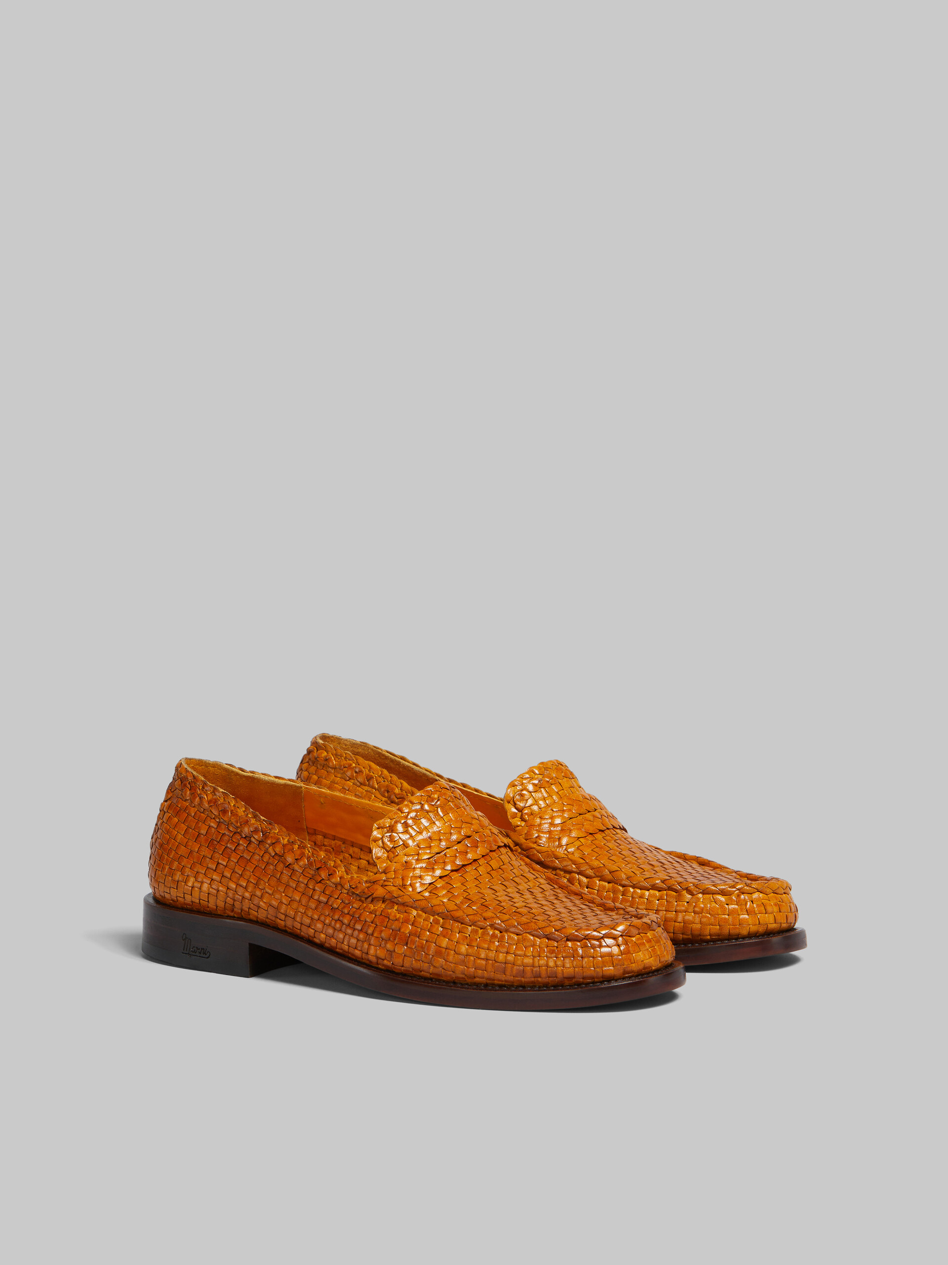 Orange woven leather Bambi loafer - Mocassin - Image 2