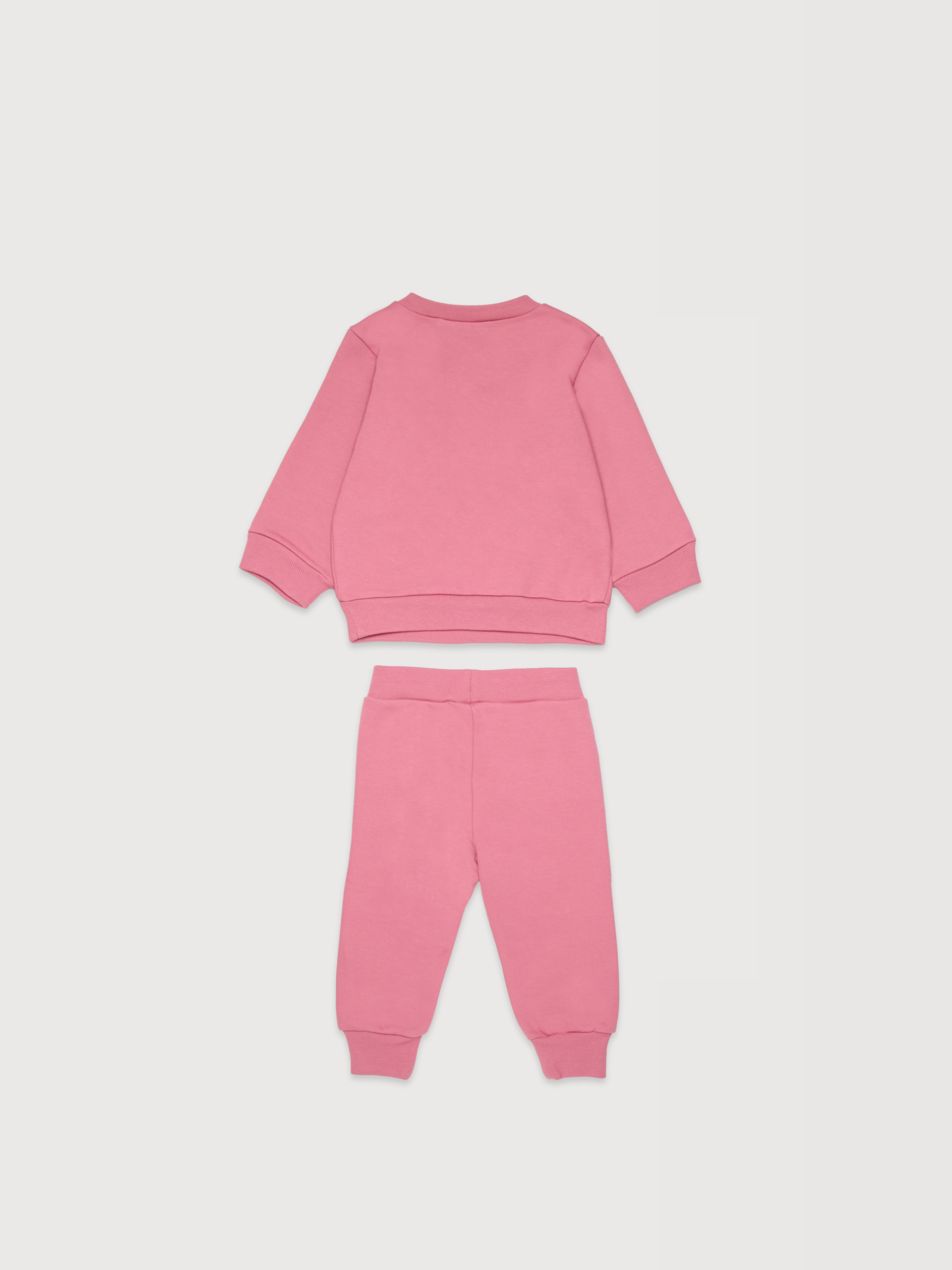 Pink cotton fleece tracksuit set - Pants - Image 2