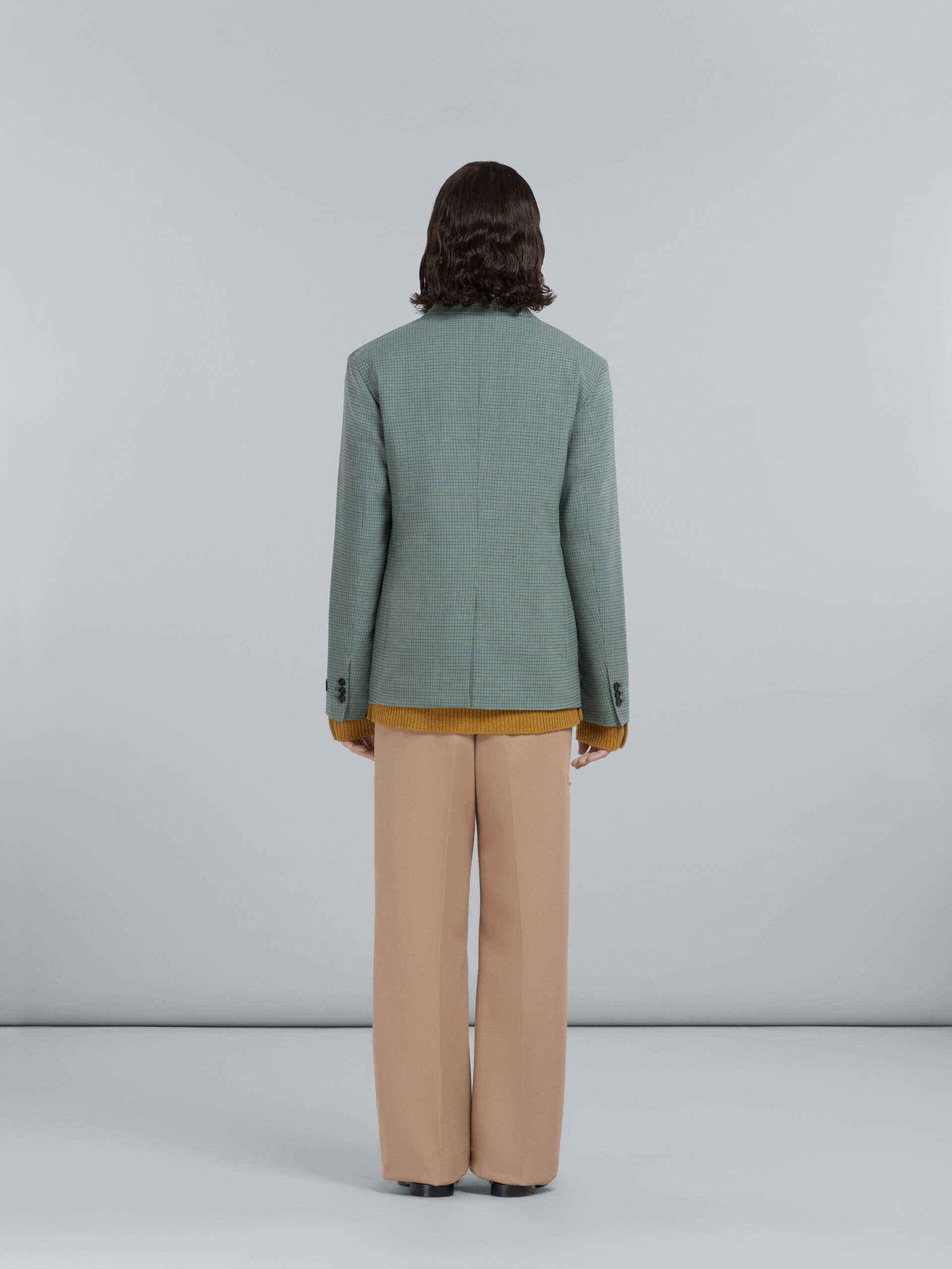 Blazer in tropical wool with green checks - Jackets - Image 3