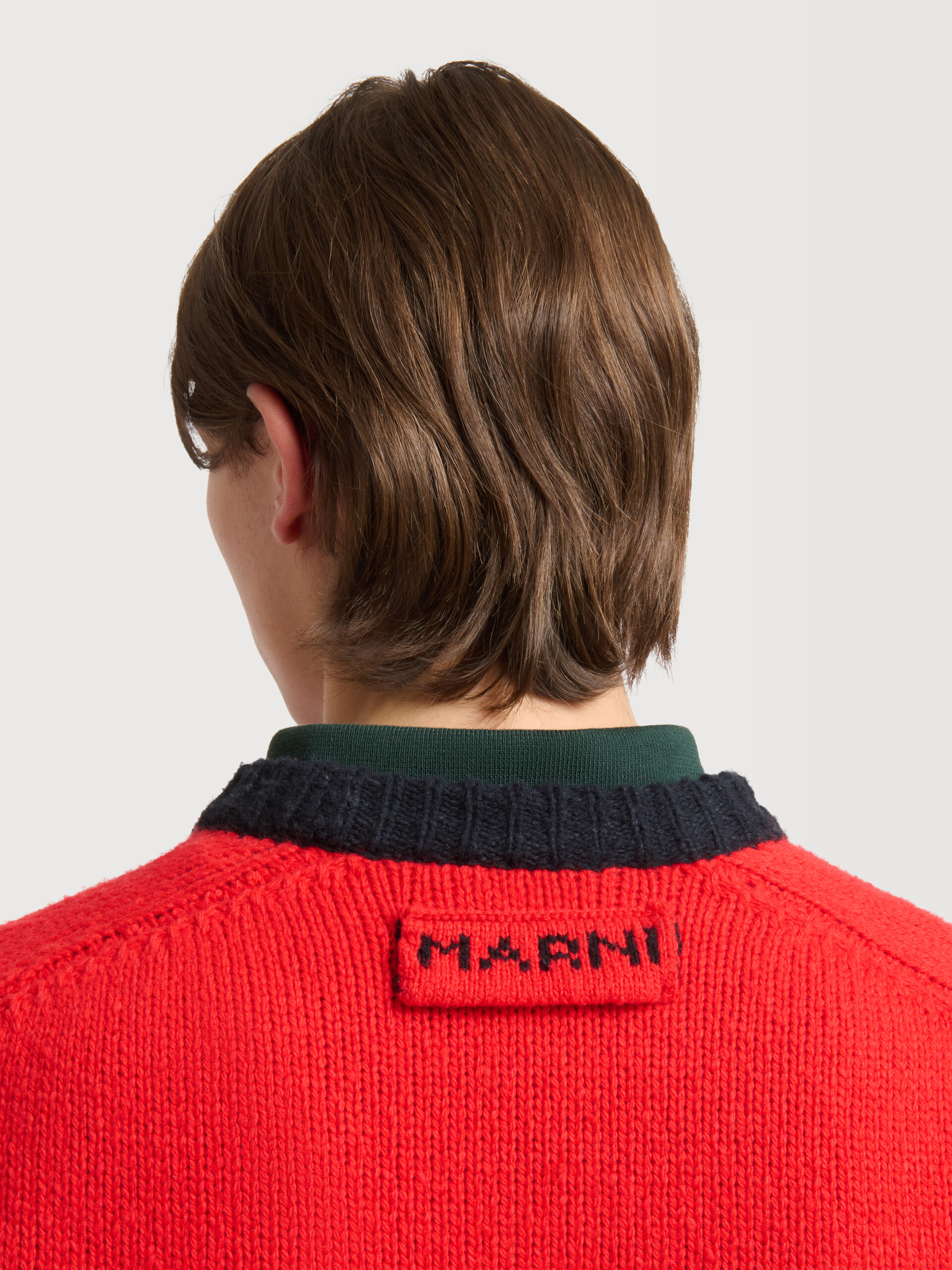 Red wool jumper with M intarsia - Pullovers - Image 5