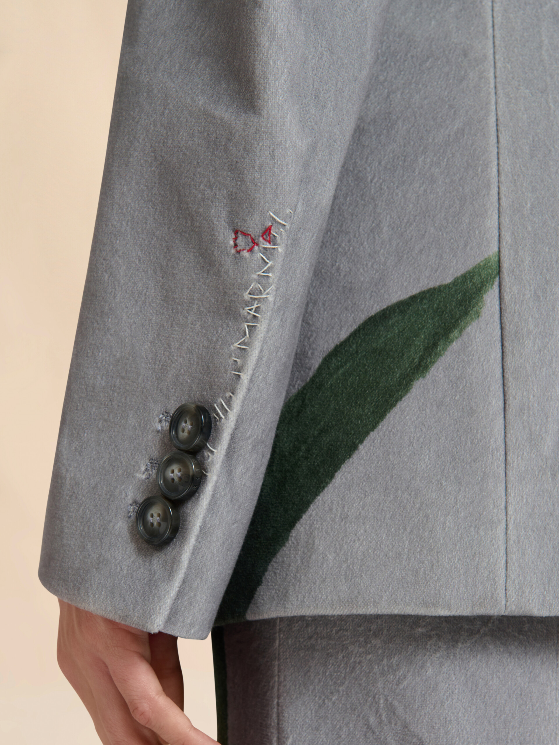 Grey velvet blazer with tulip print - Jackets - Image 5
