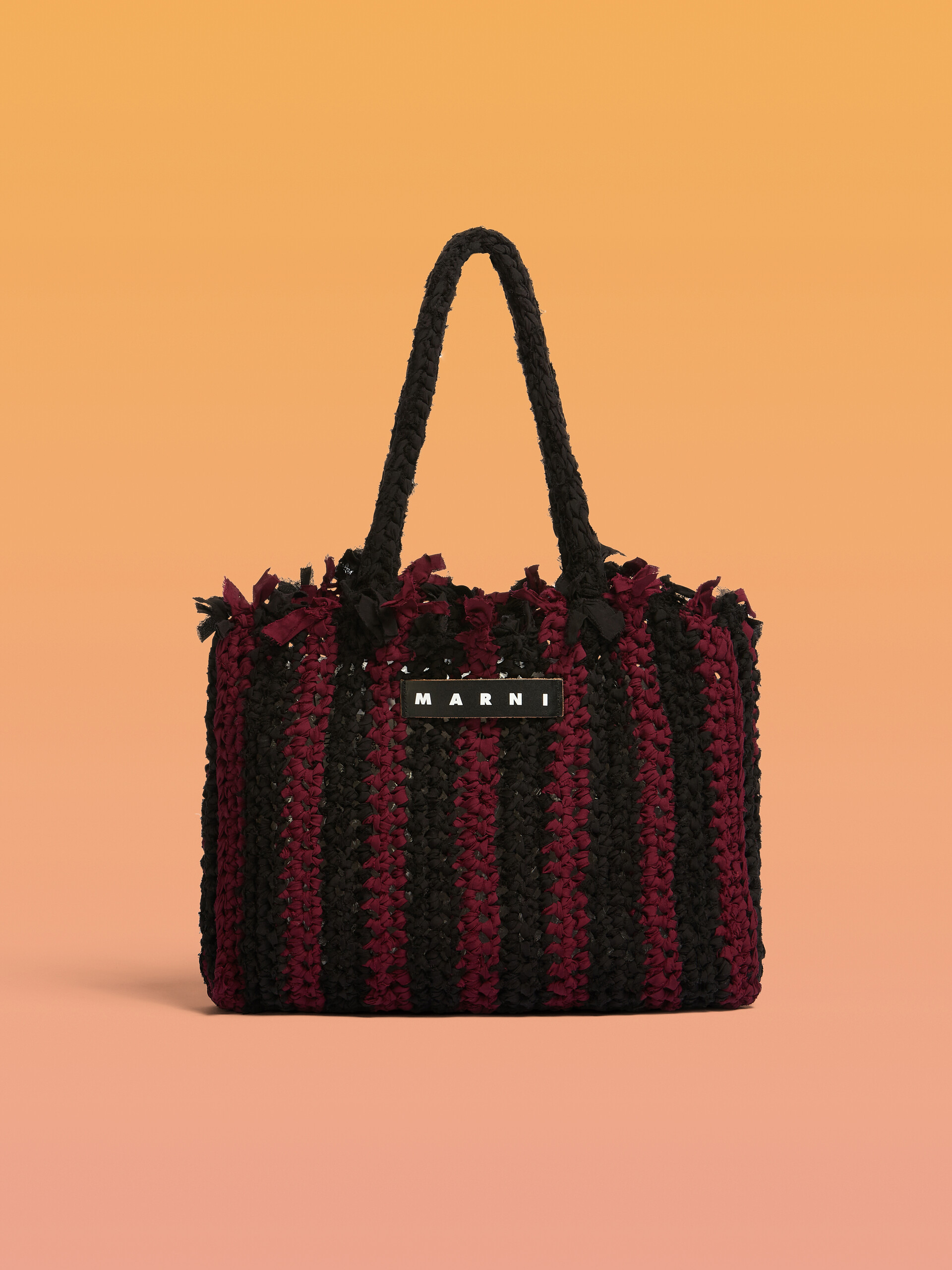 Black and burgundy cotton MARNI MARKET bag - Bags - Image 1