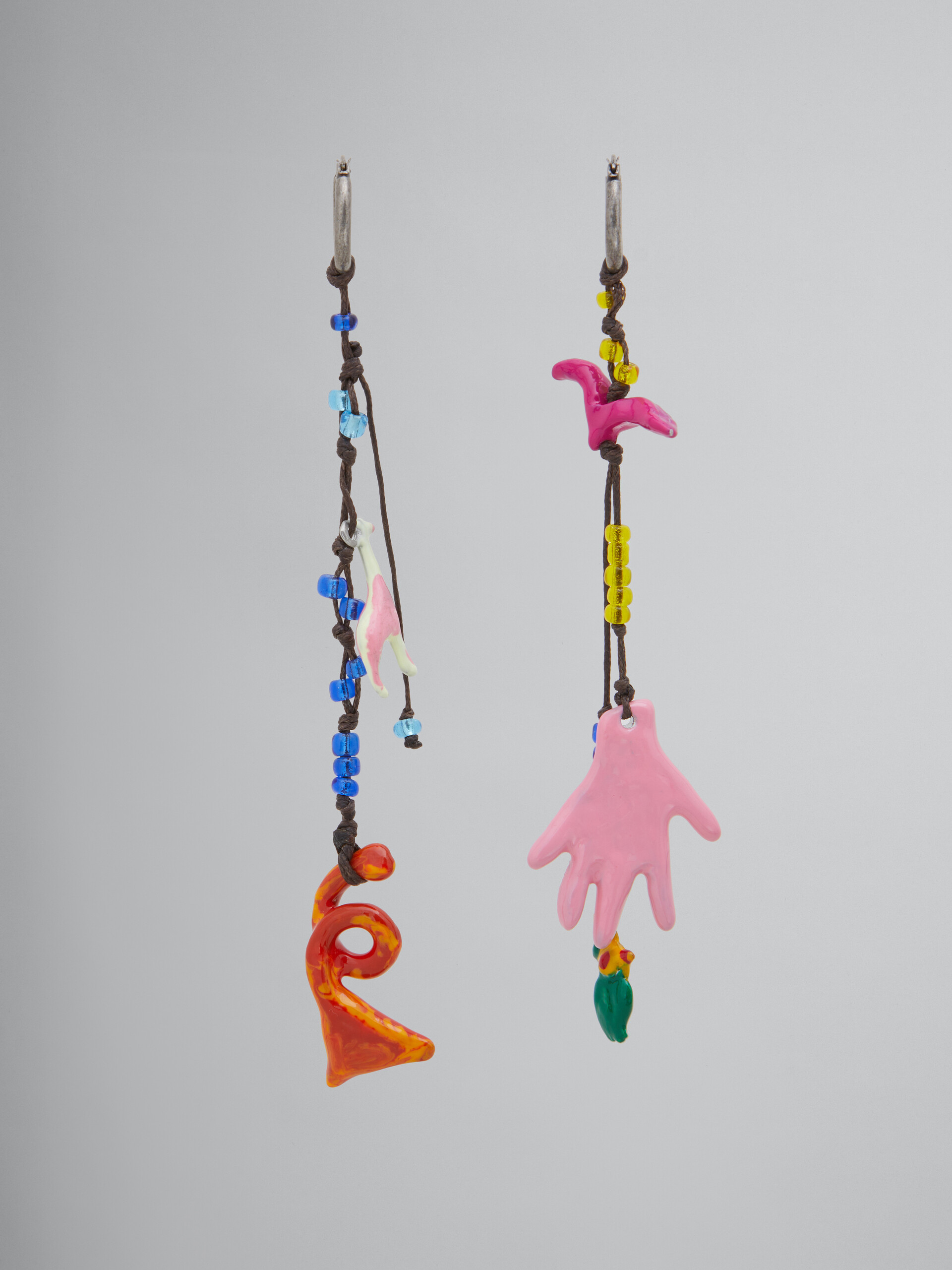 Marni x No Vacancy Inn - Earrings with pink red and orange pendants - Earrings - Image 1