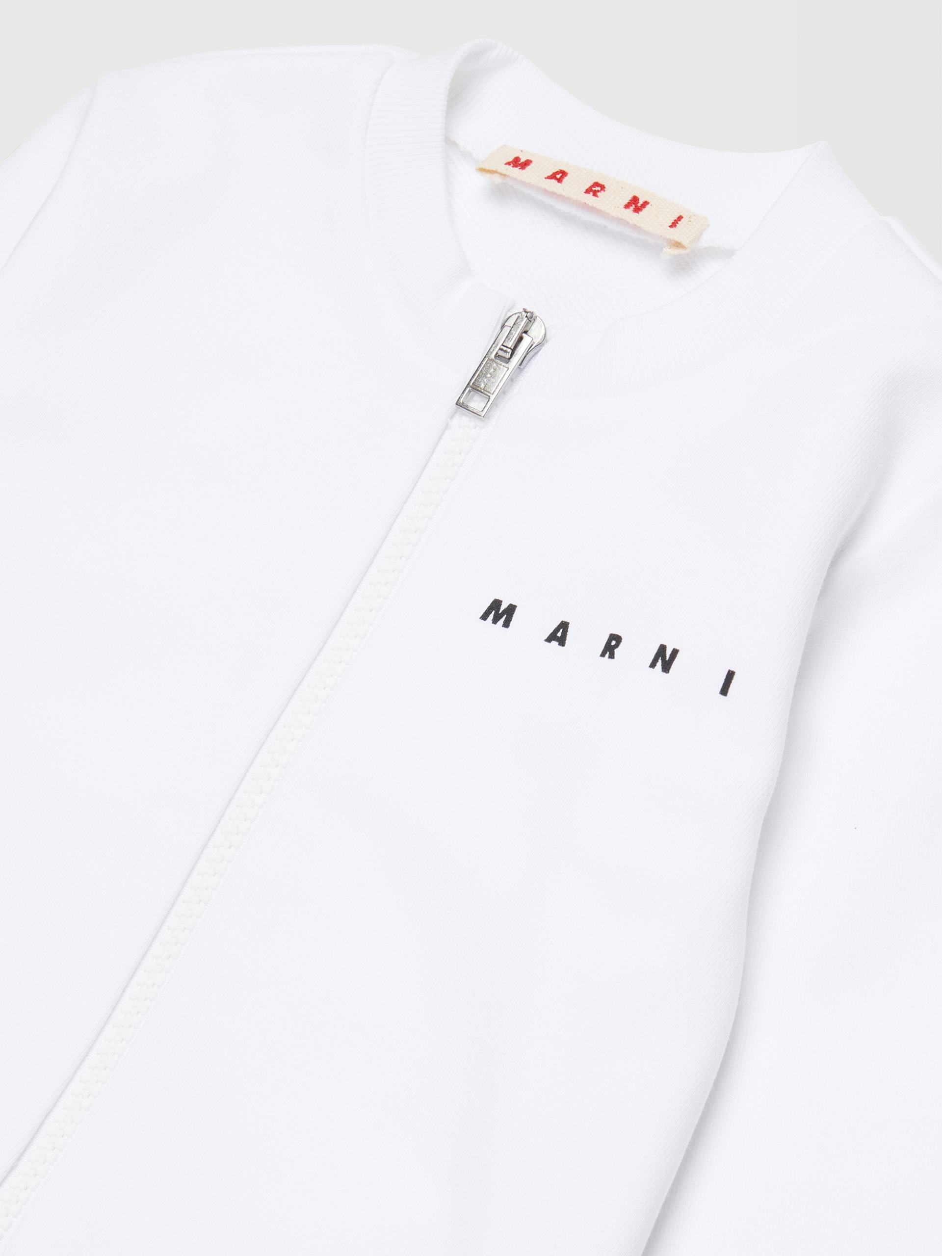 White cotton zipper sweatshirt with Marni print - Sweaters - Image 3