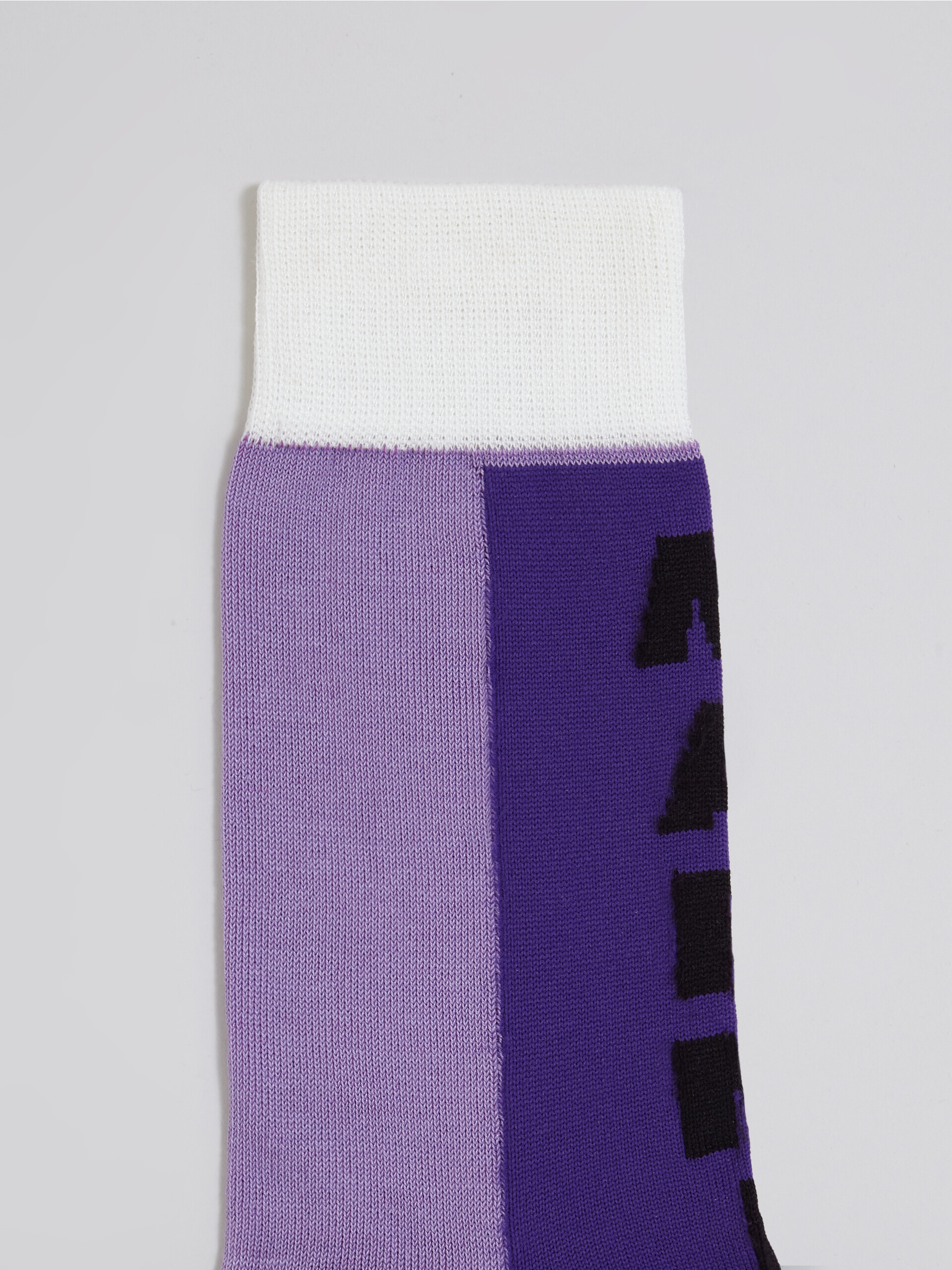 Purple cotton and nylon logo intarsia sock - Socks - Image 3