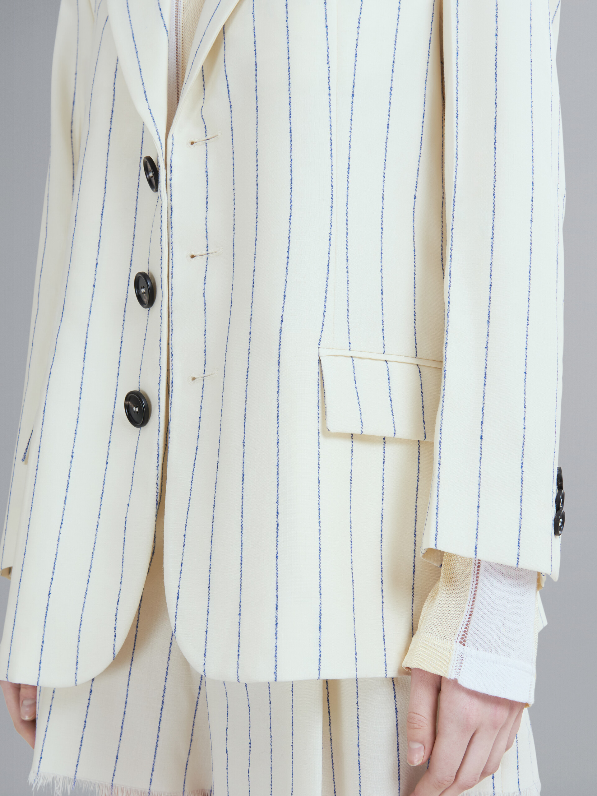 Pinstriped fresco wool blazer - Jackets - Image 5