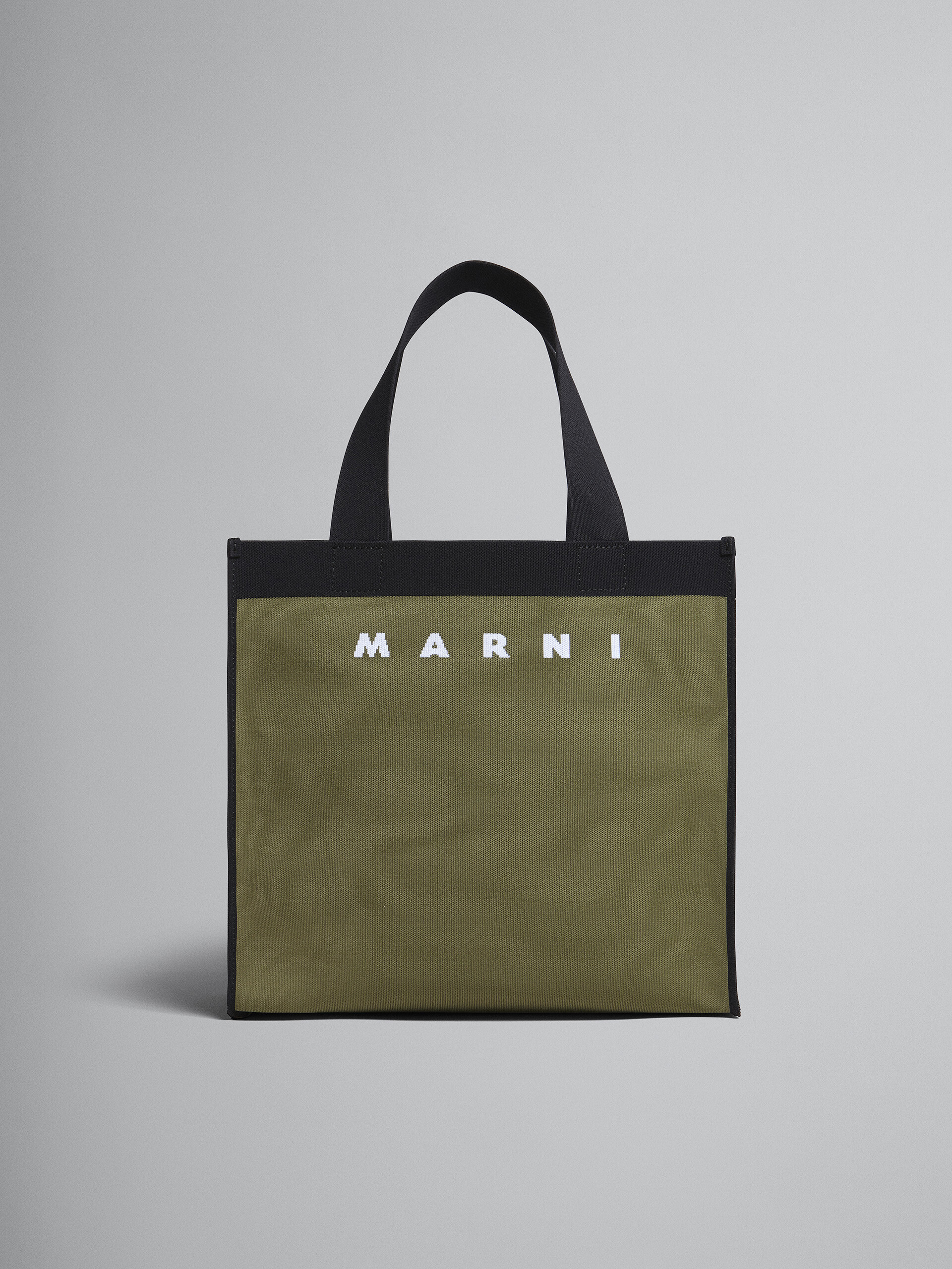 Green and black jacquard shopping bag - Shopping Bags - Image 1