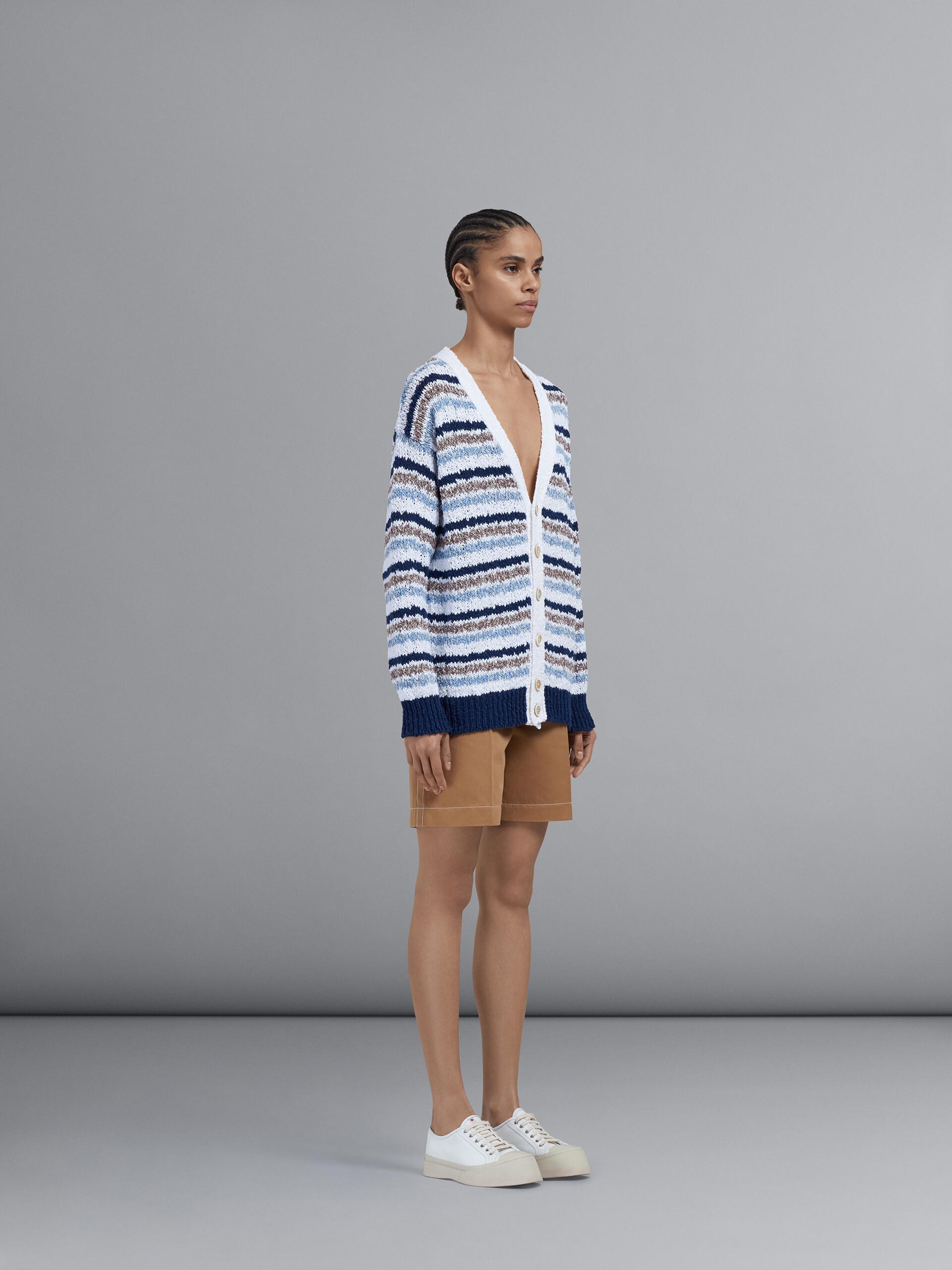 Striped cotton cardigan - Pullovers - Image 6