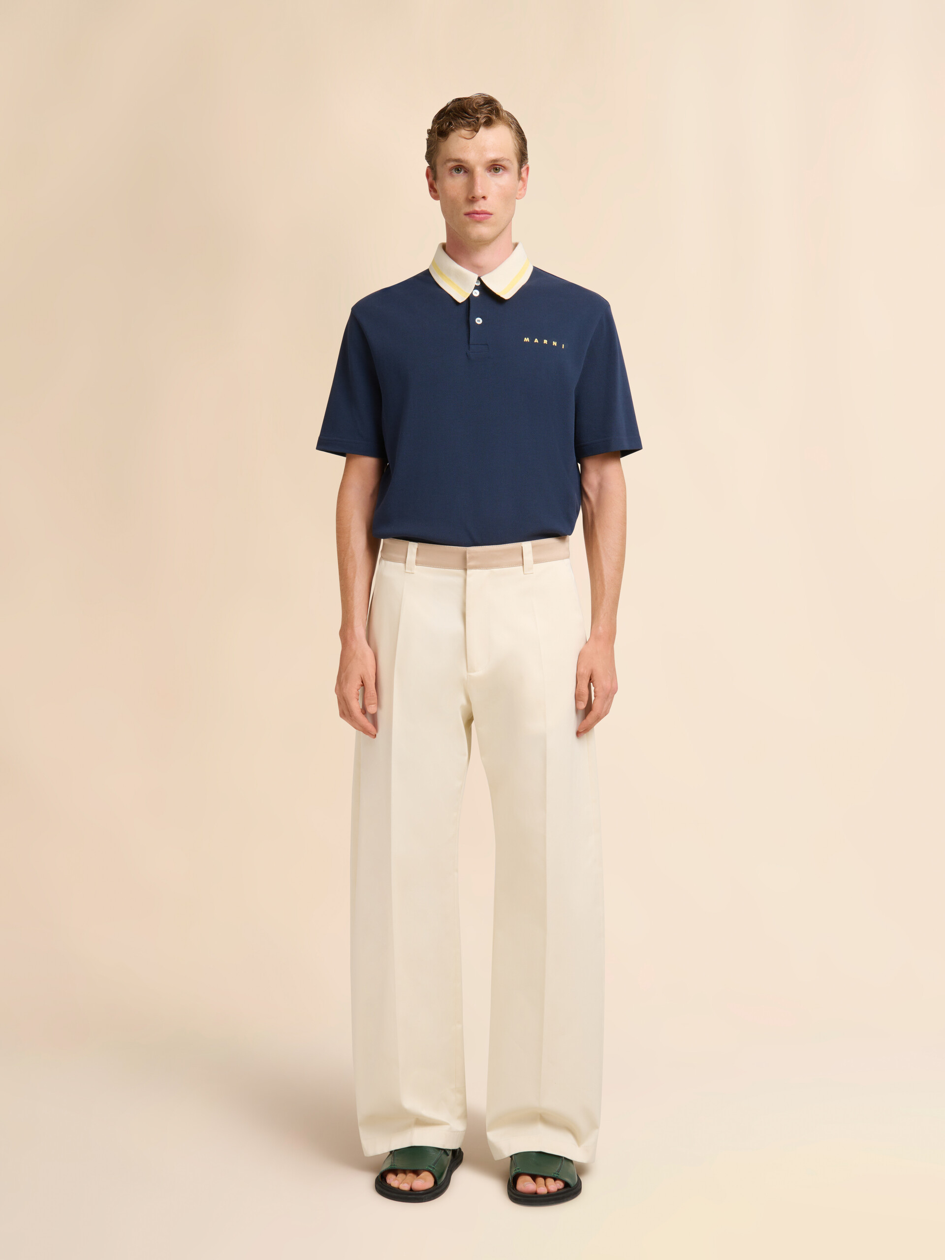 White water-repellent gabardine smart trousers - Pants - Image 2