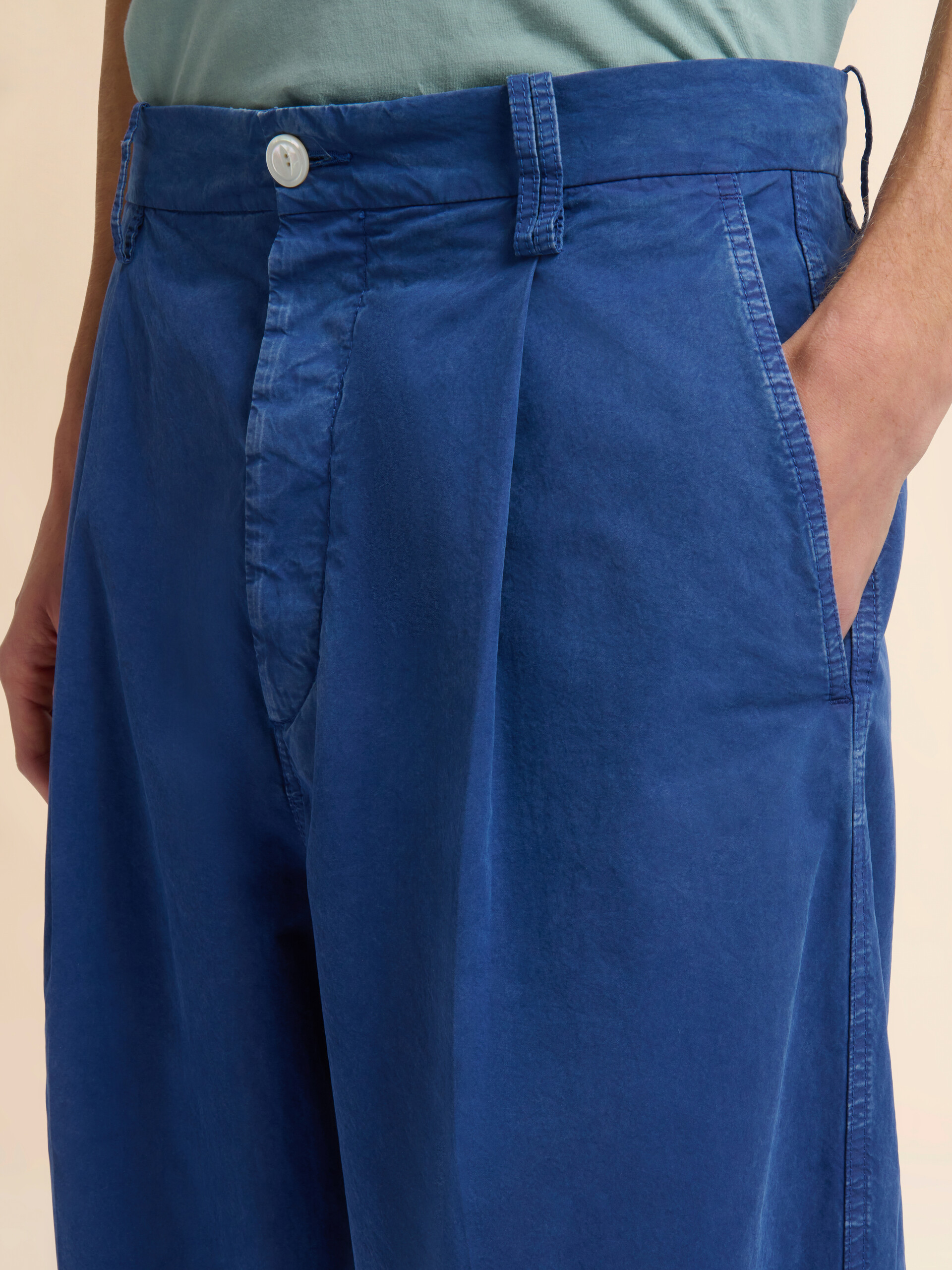 Blue cotton wide-leg trousers - Pants - Image 4