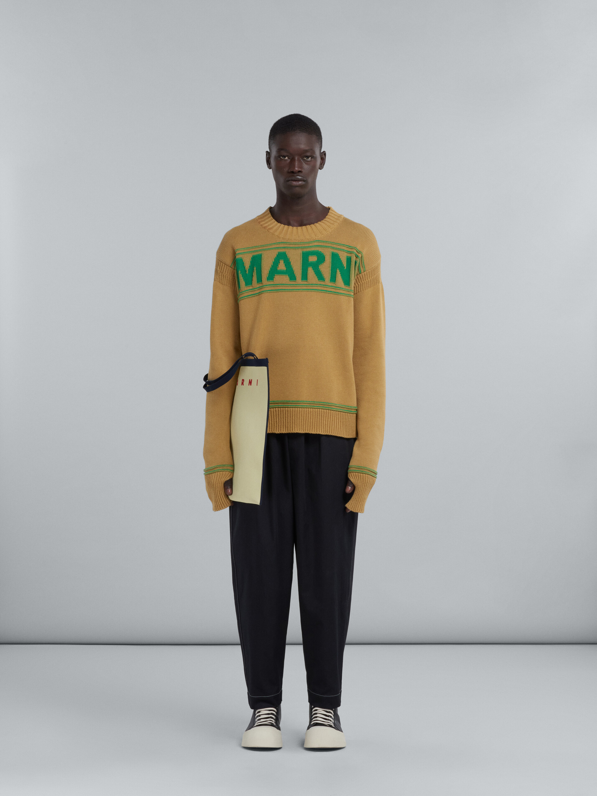 Sac cabas en jacquard ?�cru et bleu | Marni