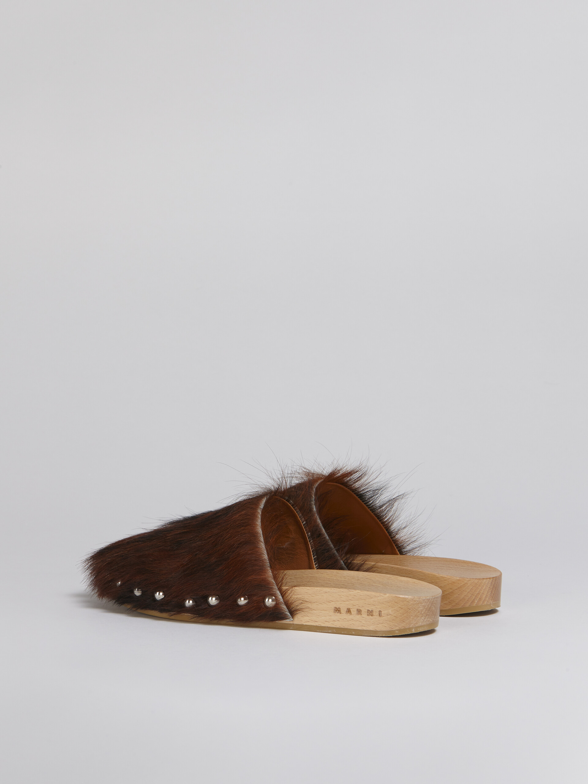 Spotted long calf hair wood sabot - Clogs - Image 3