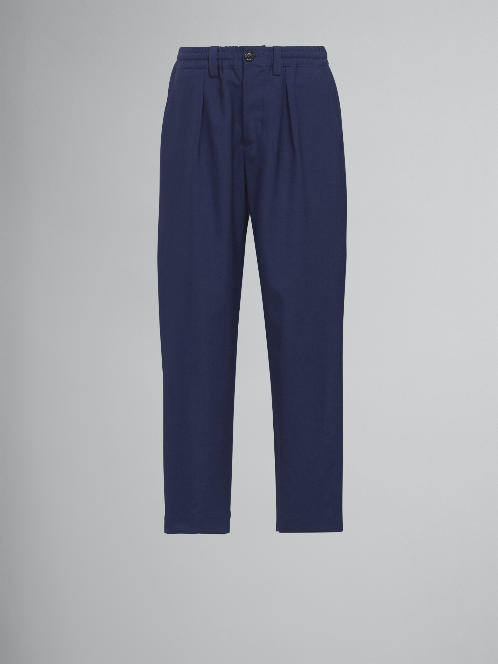Kurz geschnittene Hose aus blauer Tropenwolle - Hosen - Image 1