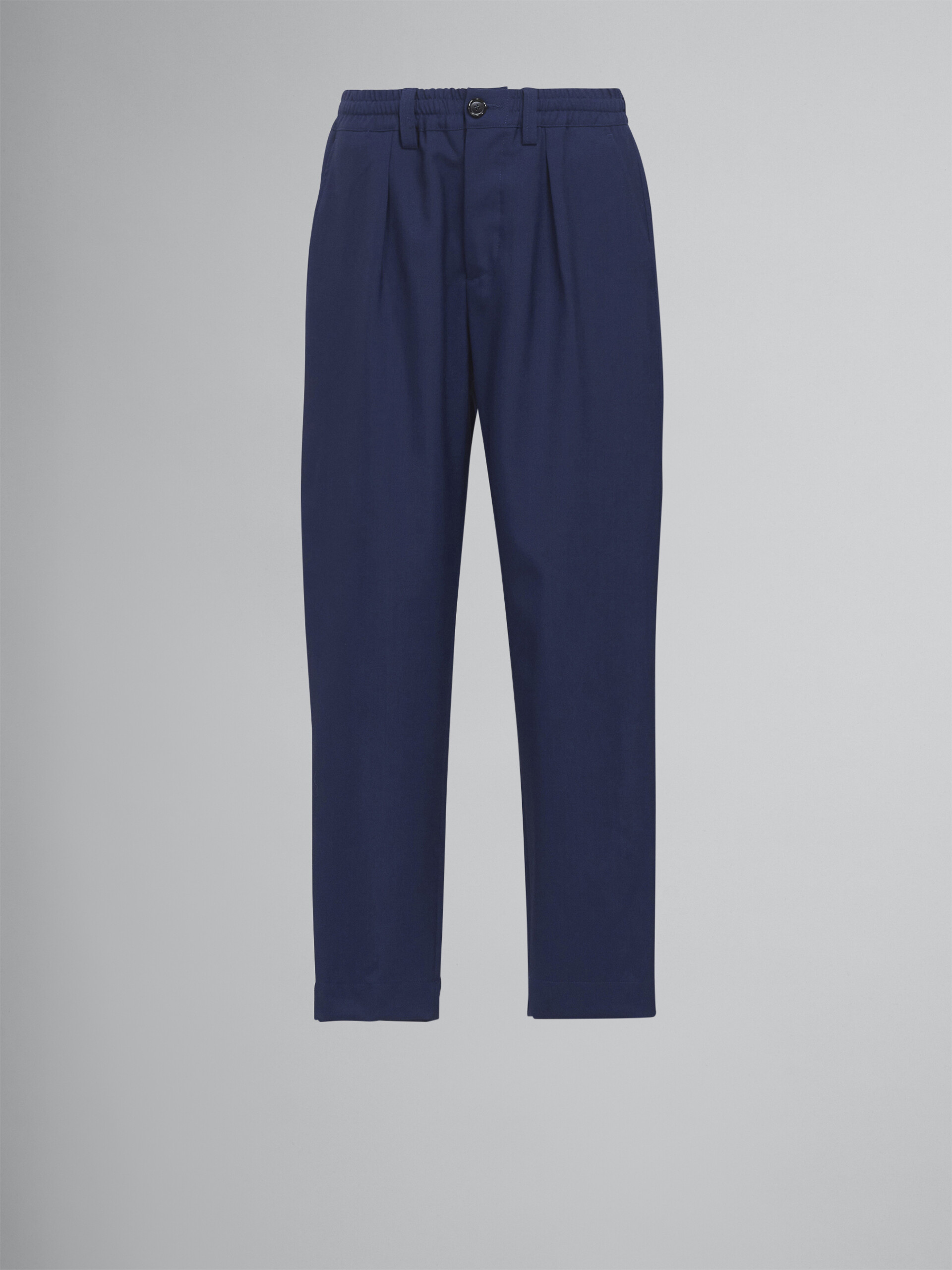 Pantalon court en laine tropicale bleue - Pantalons - Image 1