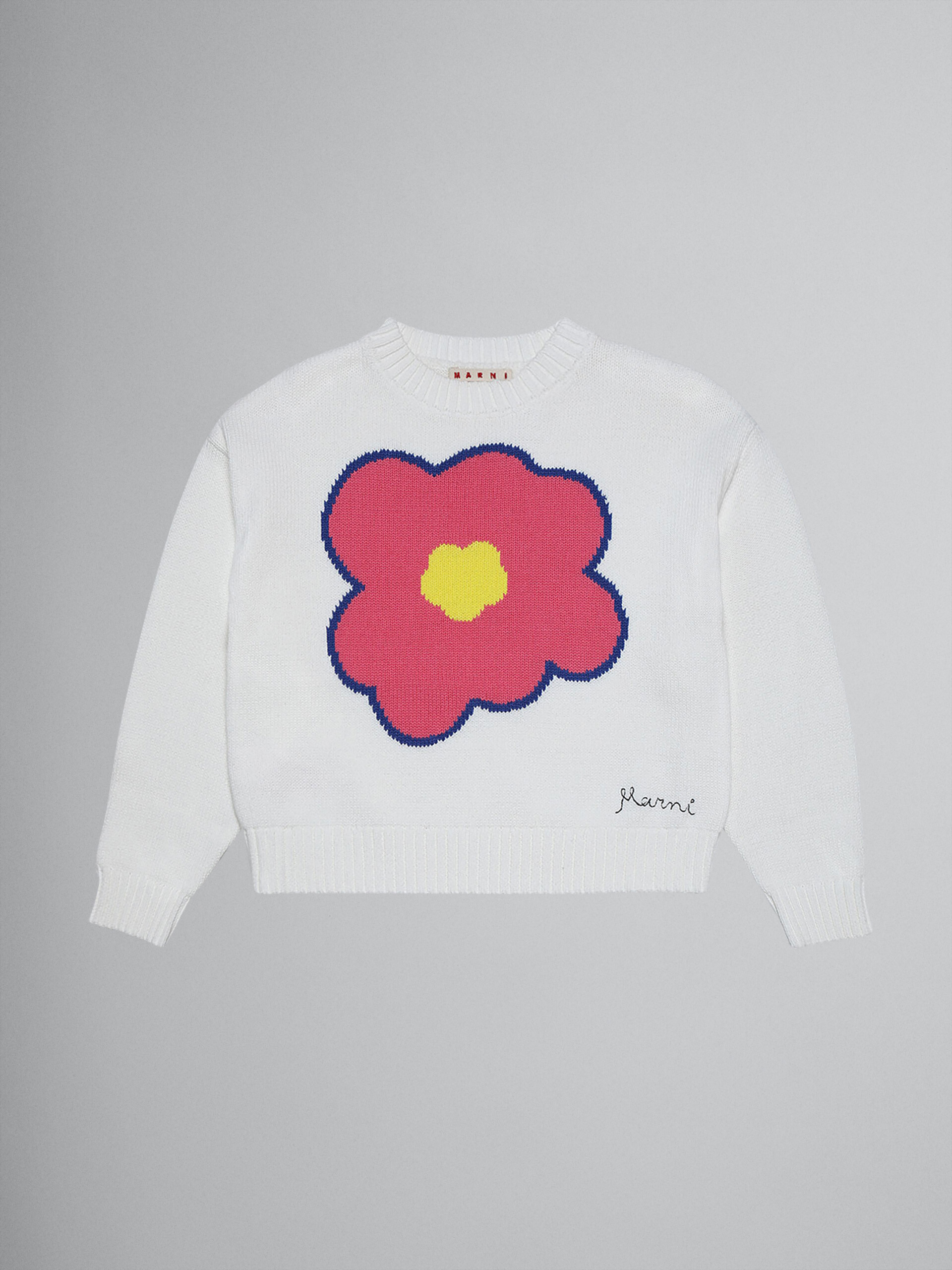 Flower inlay cotton cardigan - Knitwear - Image 1