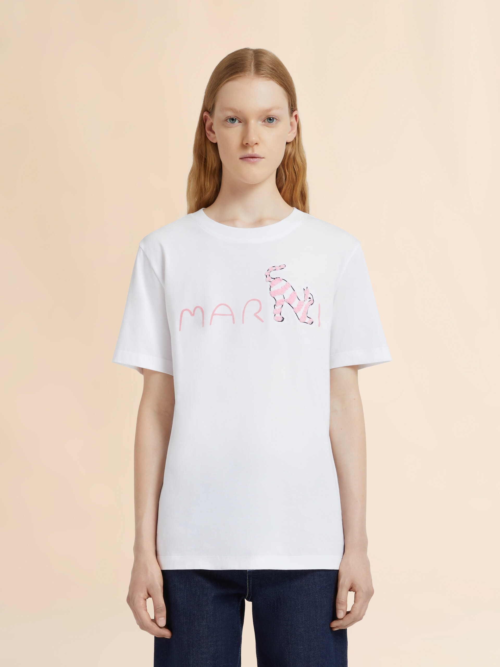 Animal Alphabetロゴ ディープブルー コットンTシャツ - Tシャツ - Image 2