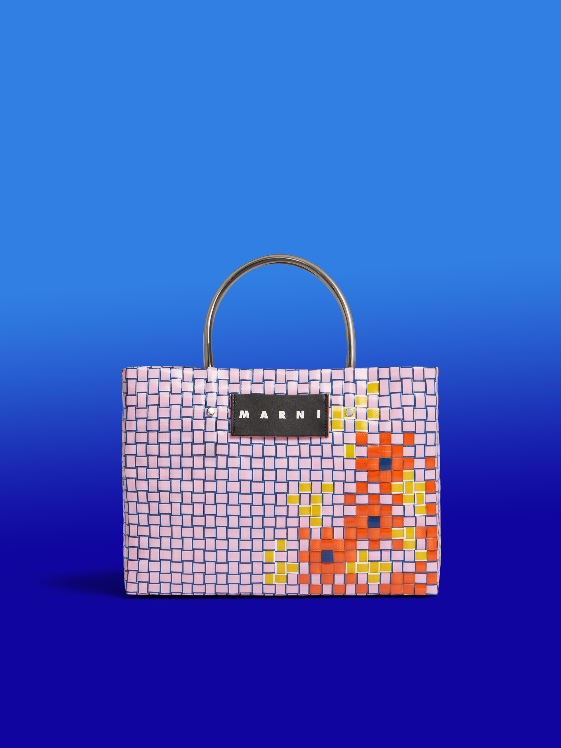 MARNI MARKET Mini Basket Bag Handmade Mosaic Pink Shipping from