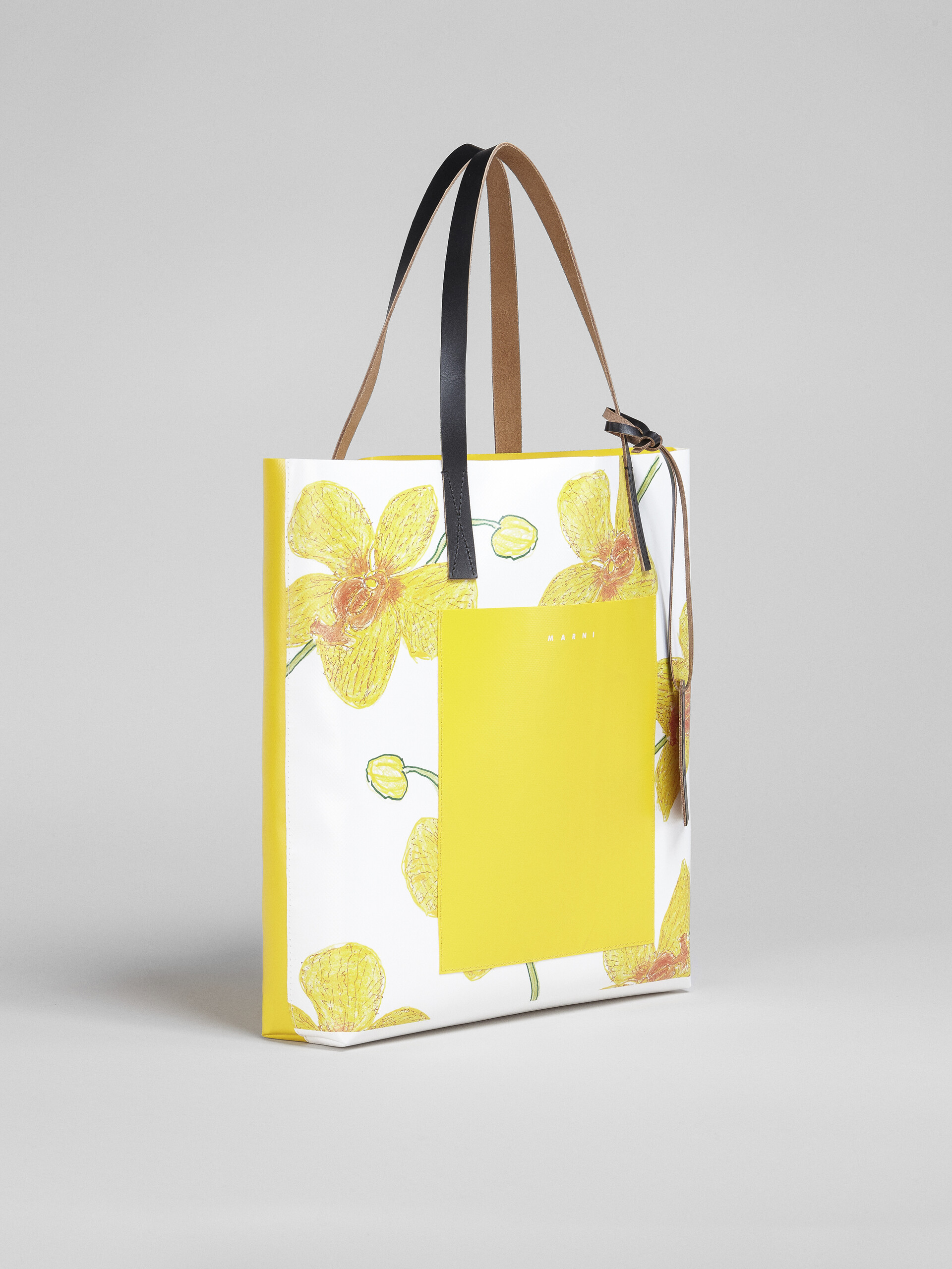 Orchids print yellow shopping bag - Shopping Bags - Image 6