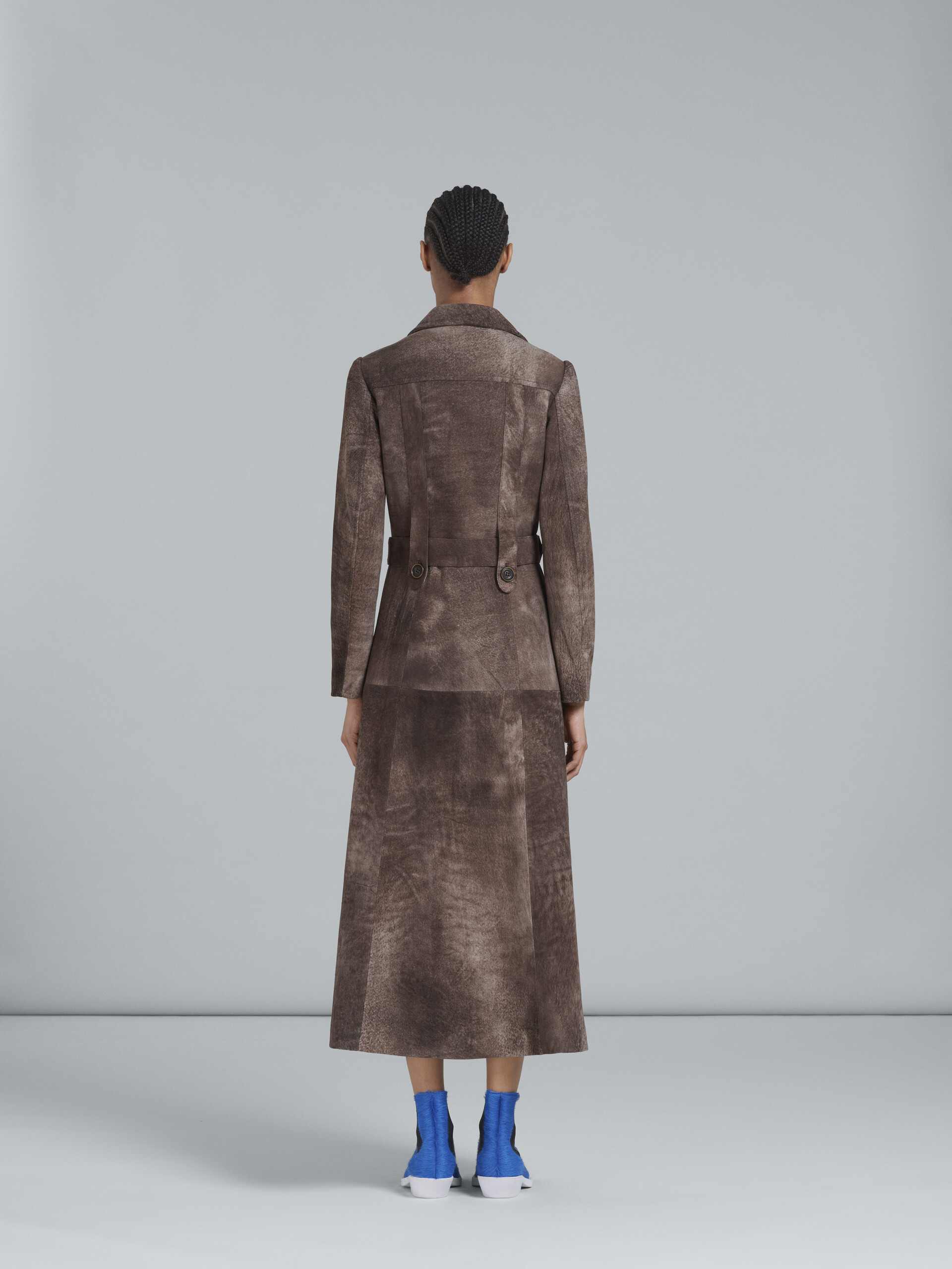 Dark brown leather coat - Coats - Image 3