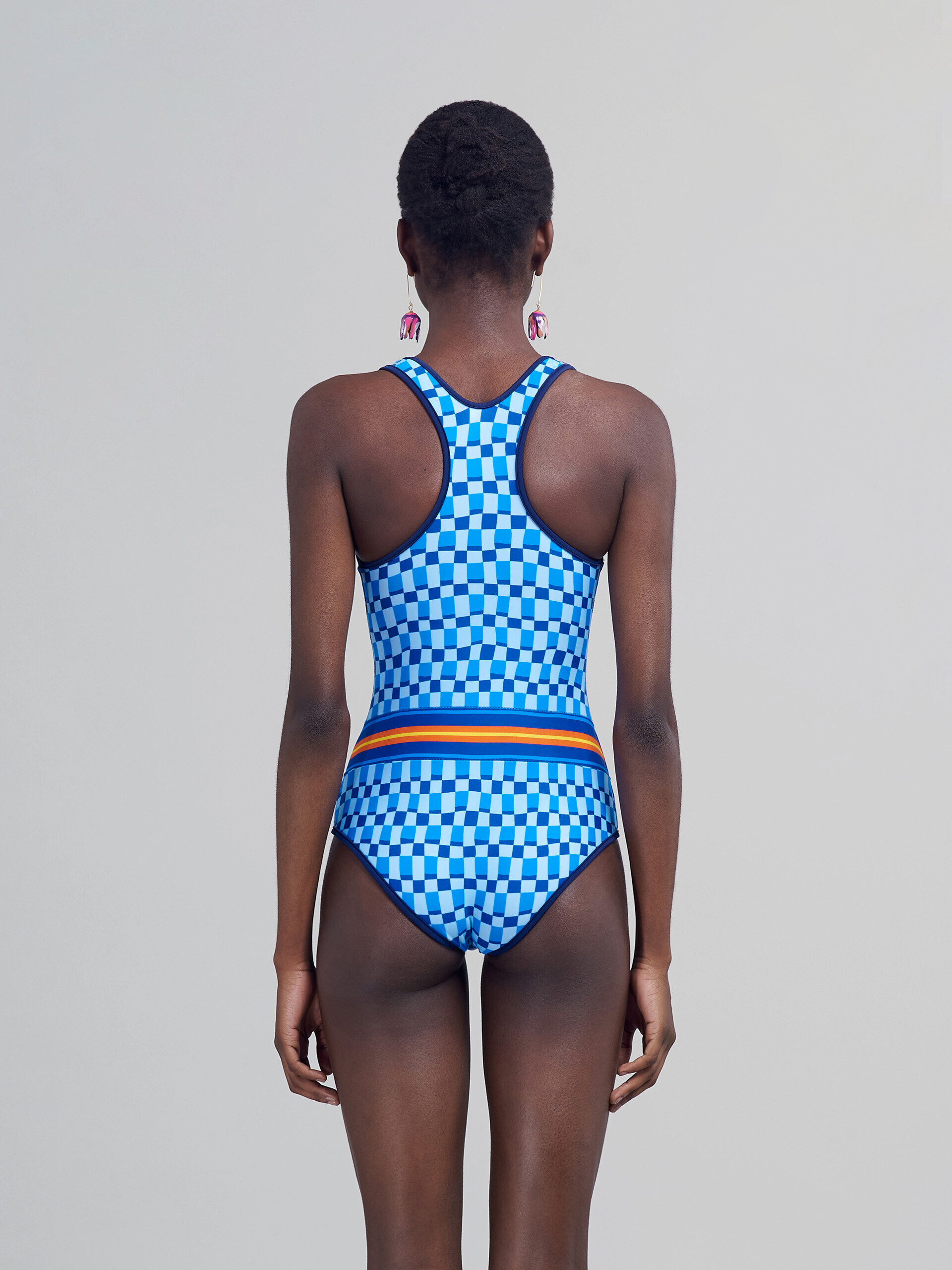 Iconic Damier print stretch fabric one-piece swimsuit - Sw Swimsuit - Image 1
