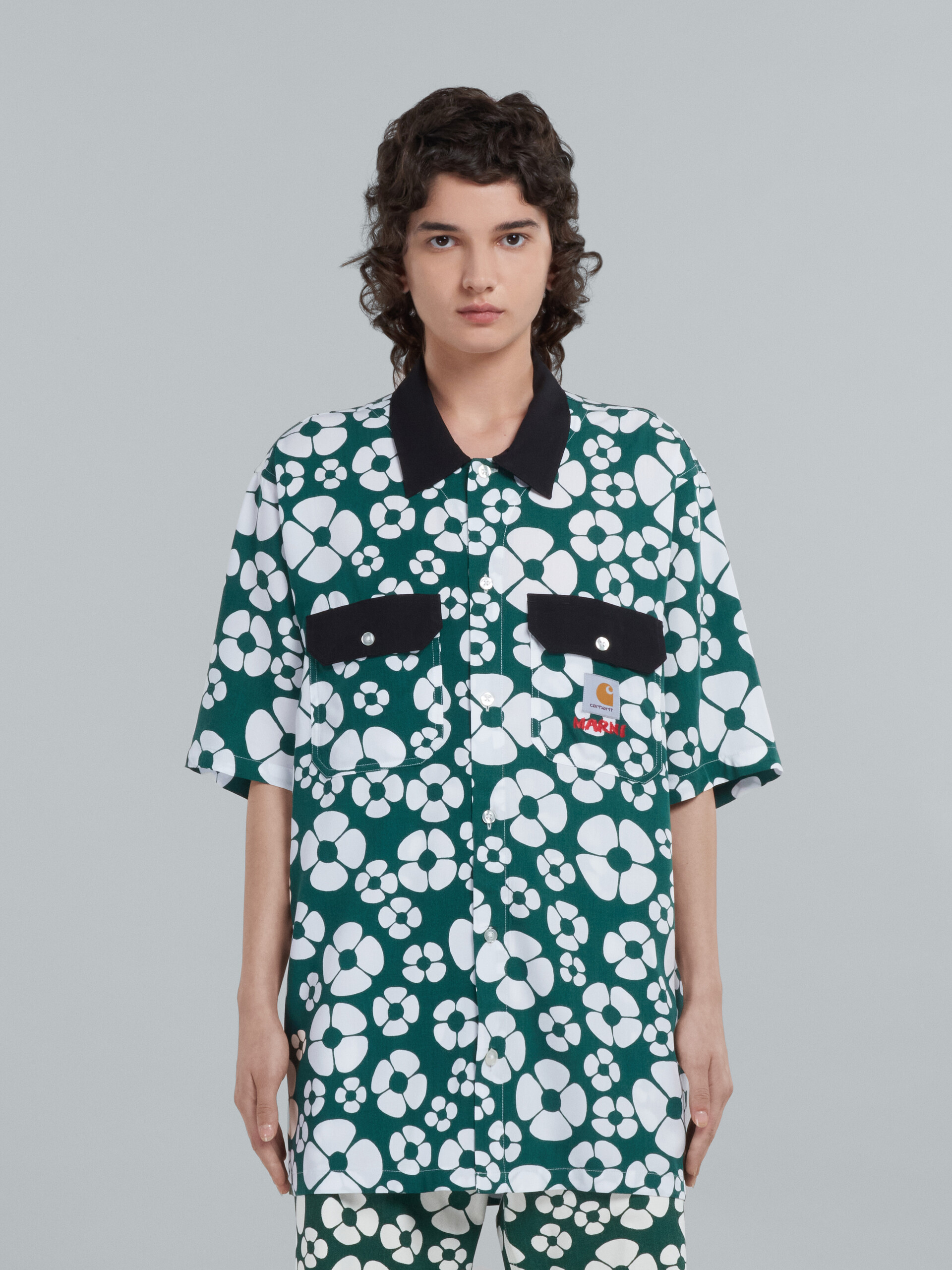 MARNI x CARHARTT WIP - Camiseta floral verde de manga corta - Camisas - Image 2