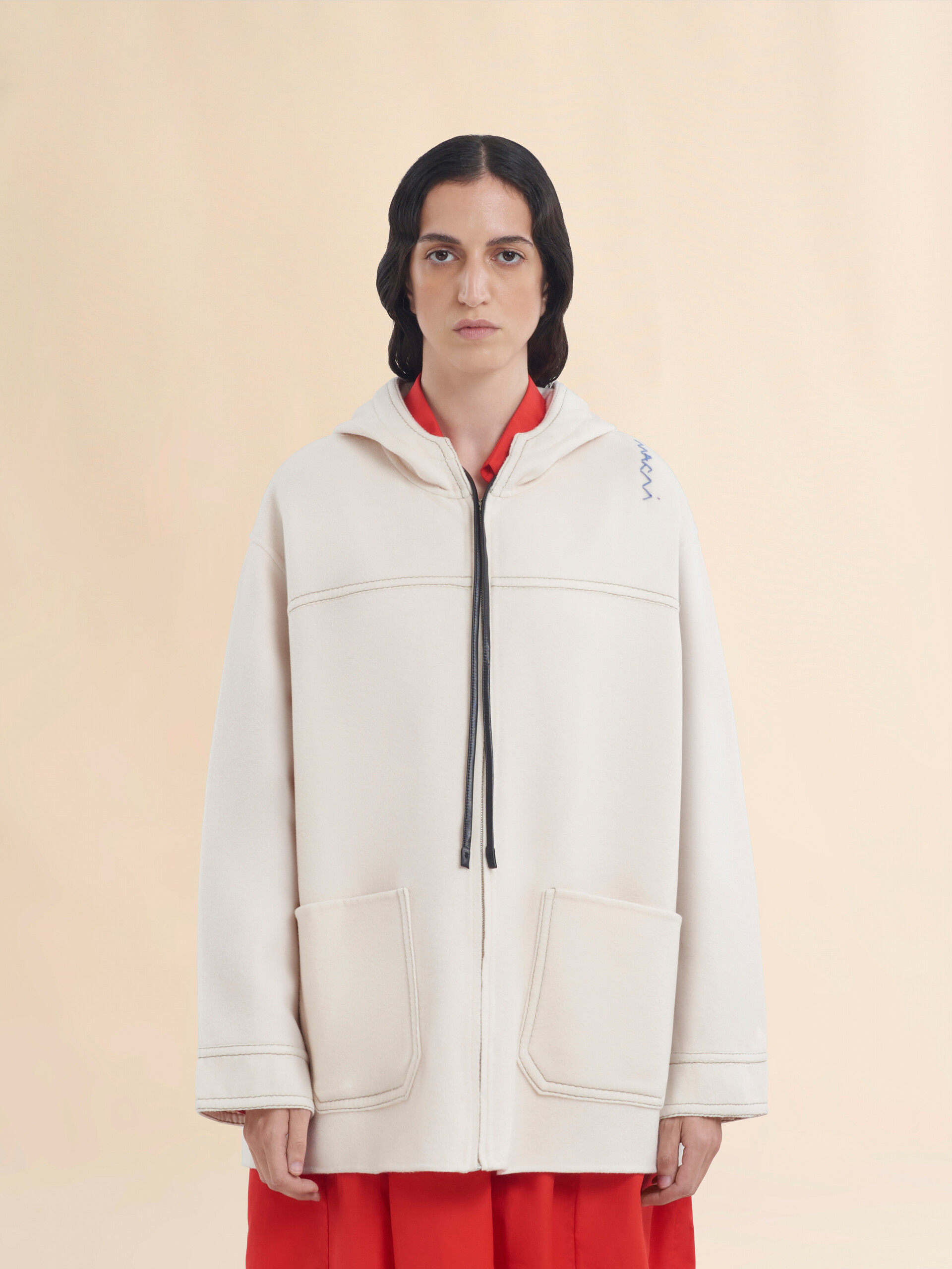 White cashmere wool hoodie with Marni Symbol - Jackets - Image 2